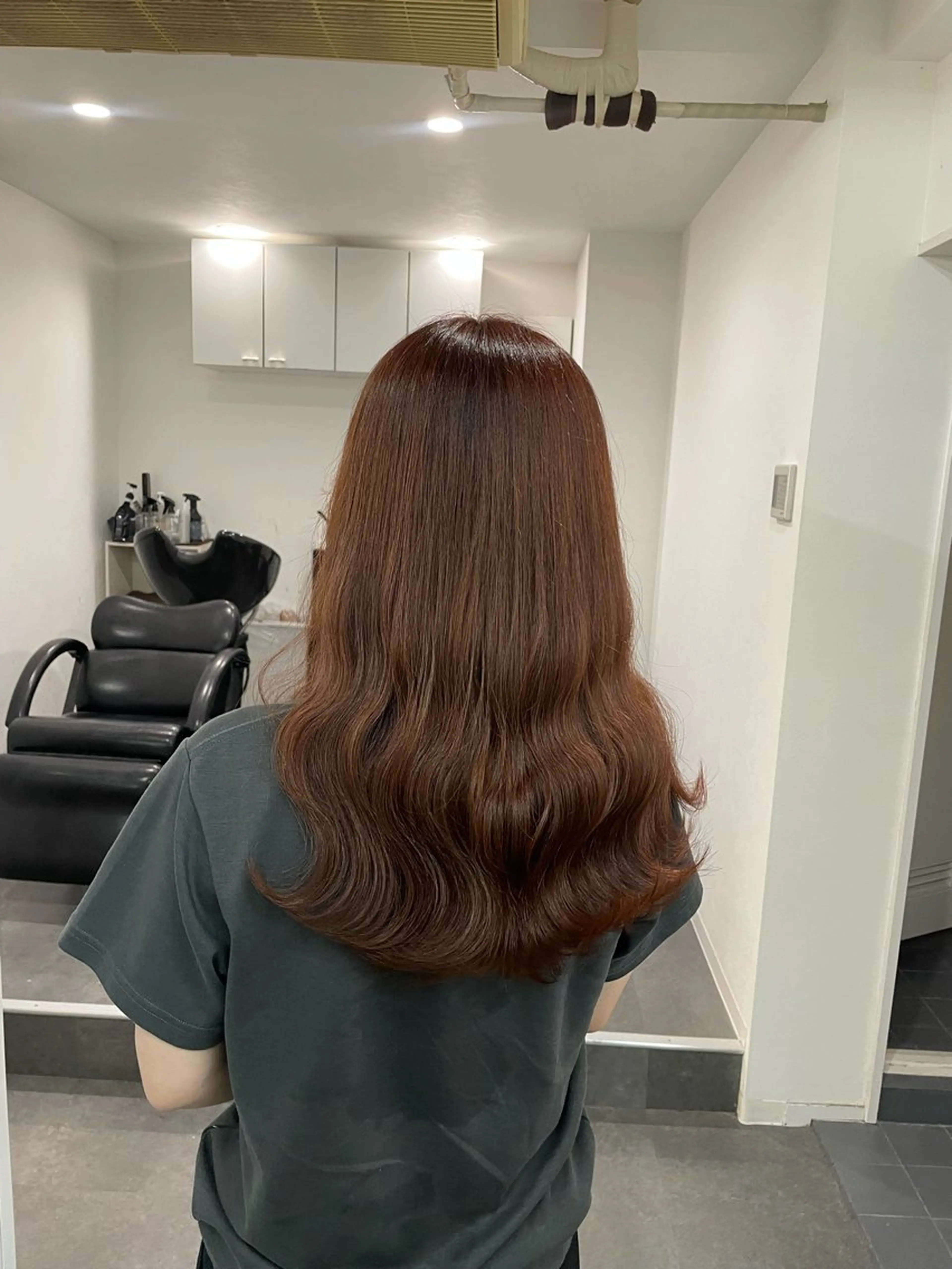 ロング オレンジブラウン ヘアカラー トリートメント soyon心斎橋所属・♡透明感/艶カラー/ M a I ♡のヘアスタイル