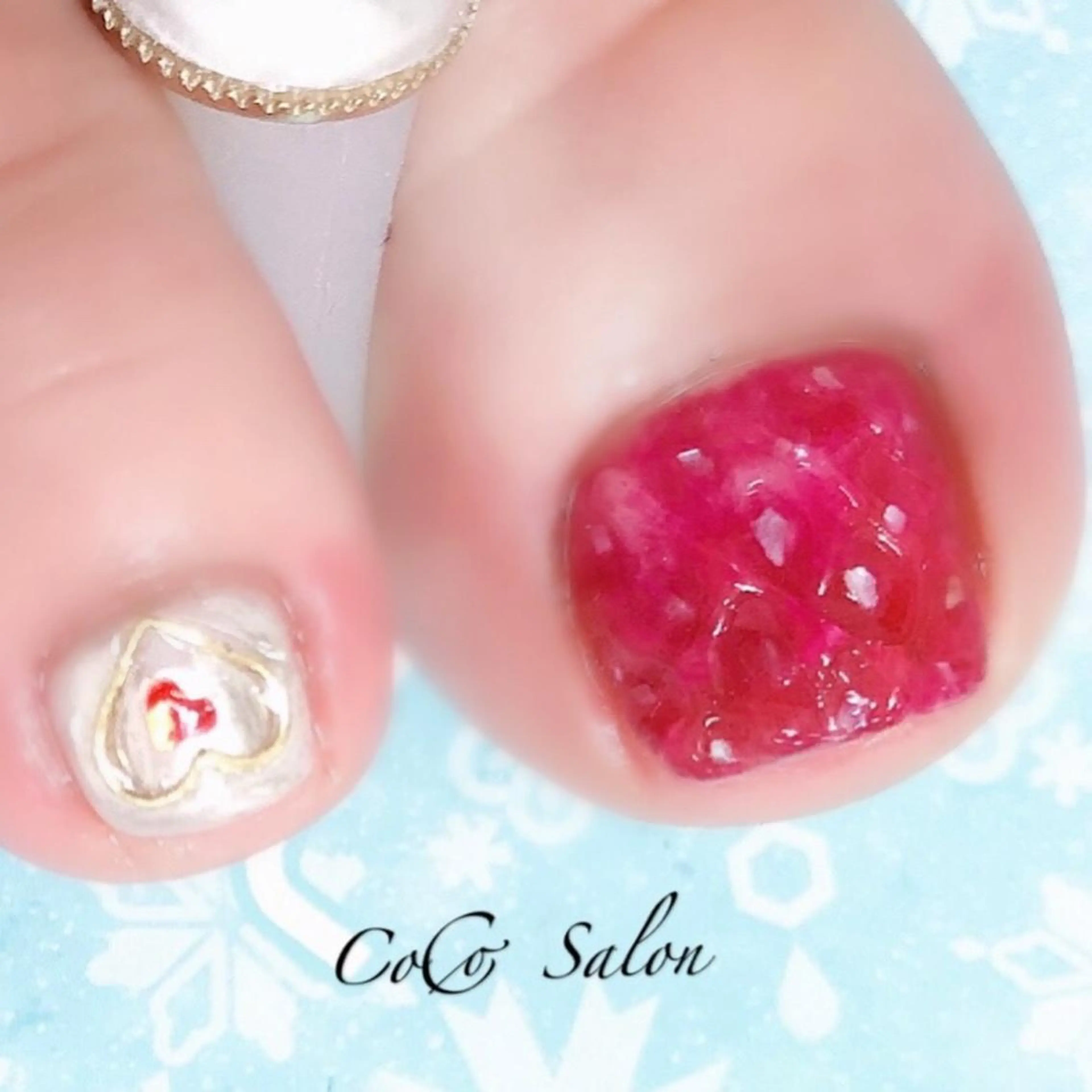 ネイル フットネイル 春ネイル バレンタイン CoCoSalon ネイル/まつ毛予約のネイルデザイン