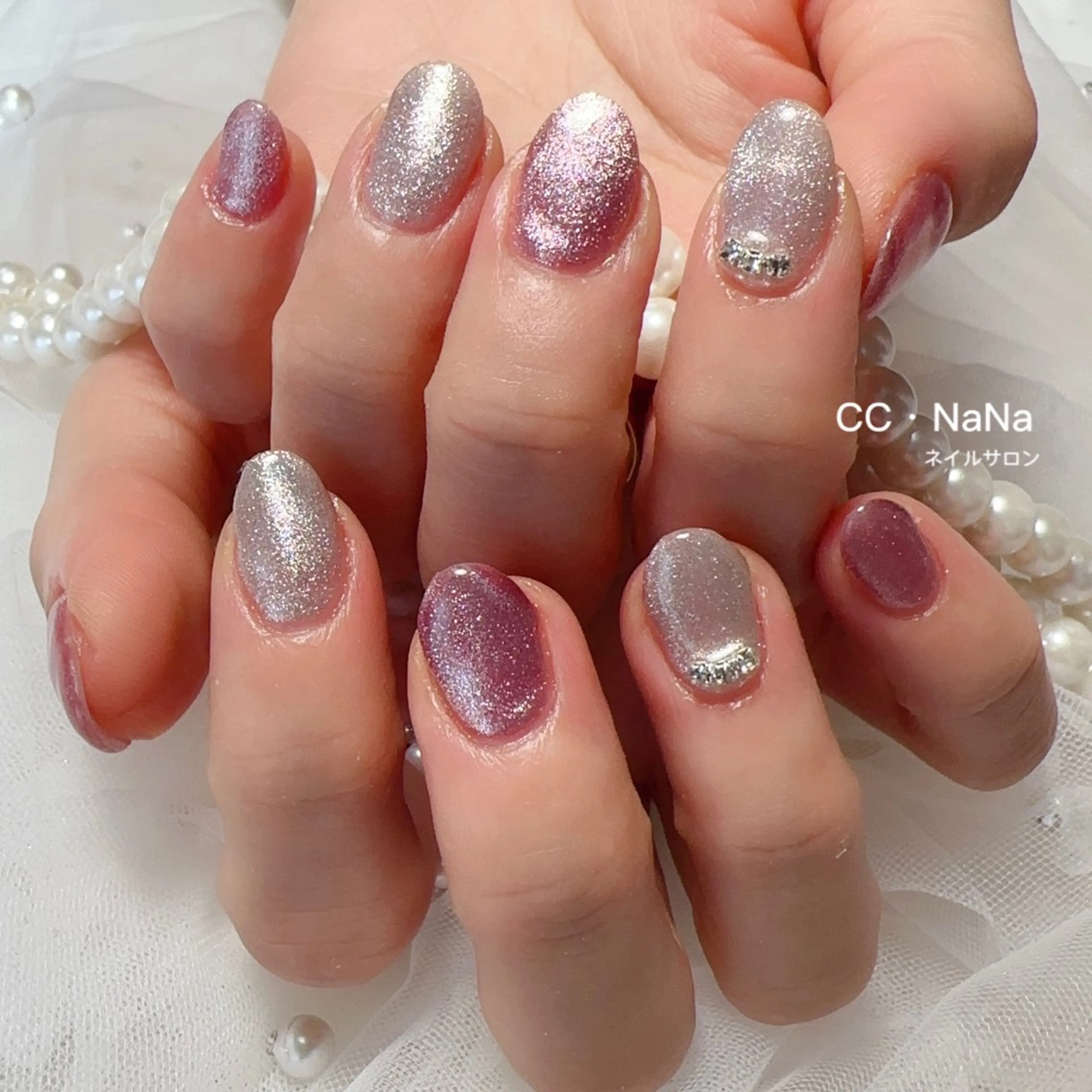 ネイル ハンドネイル 💎CC・NaNa 韓国風ネイル🌙Cのネイルデザイン