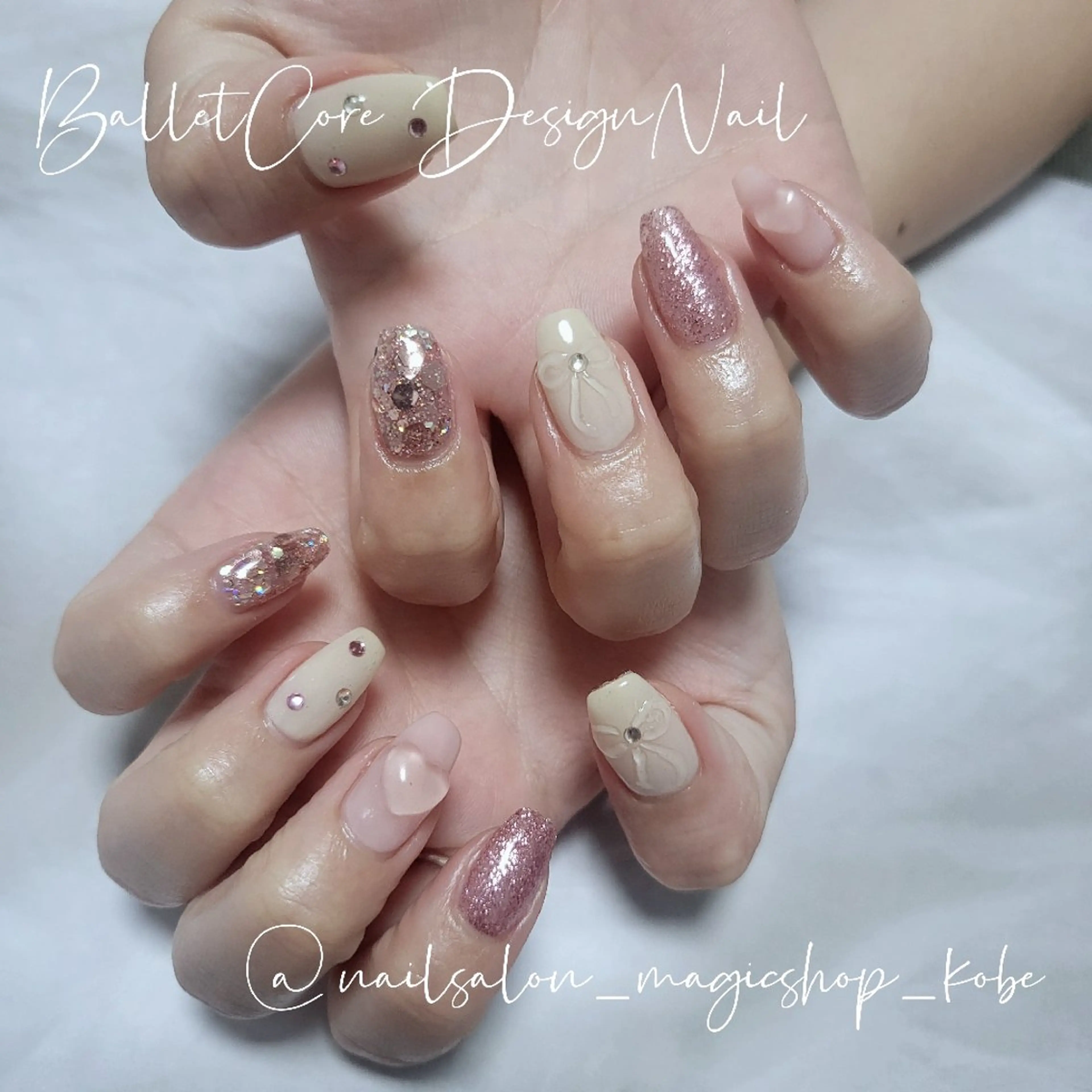 ネイル クリアネイル ジェルネイル ハート ラメ(グリッター) 持ち込み ハンドネイル Nailsalon MagicShopのネイルデザイン