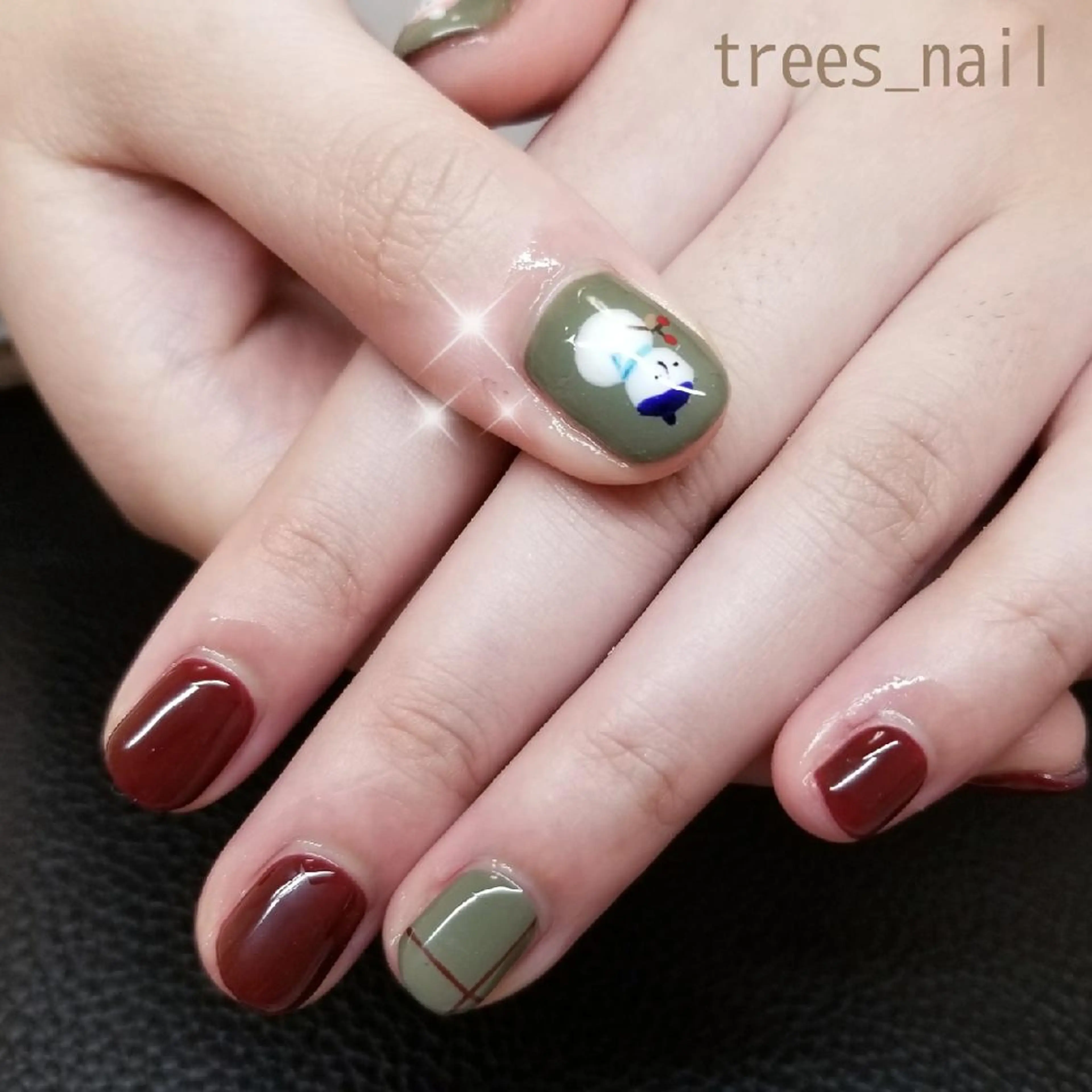 ネイル ボルドー 持ち込み 冬ネイル クリスマス ハンドネイル フットネイル trees_ nailのネイルデザイン