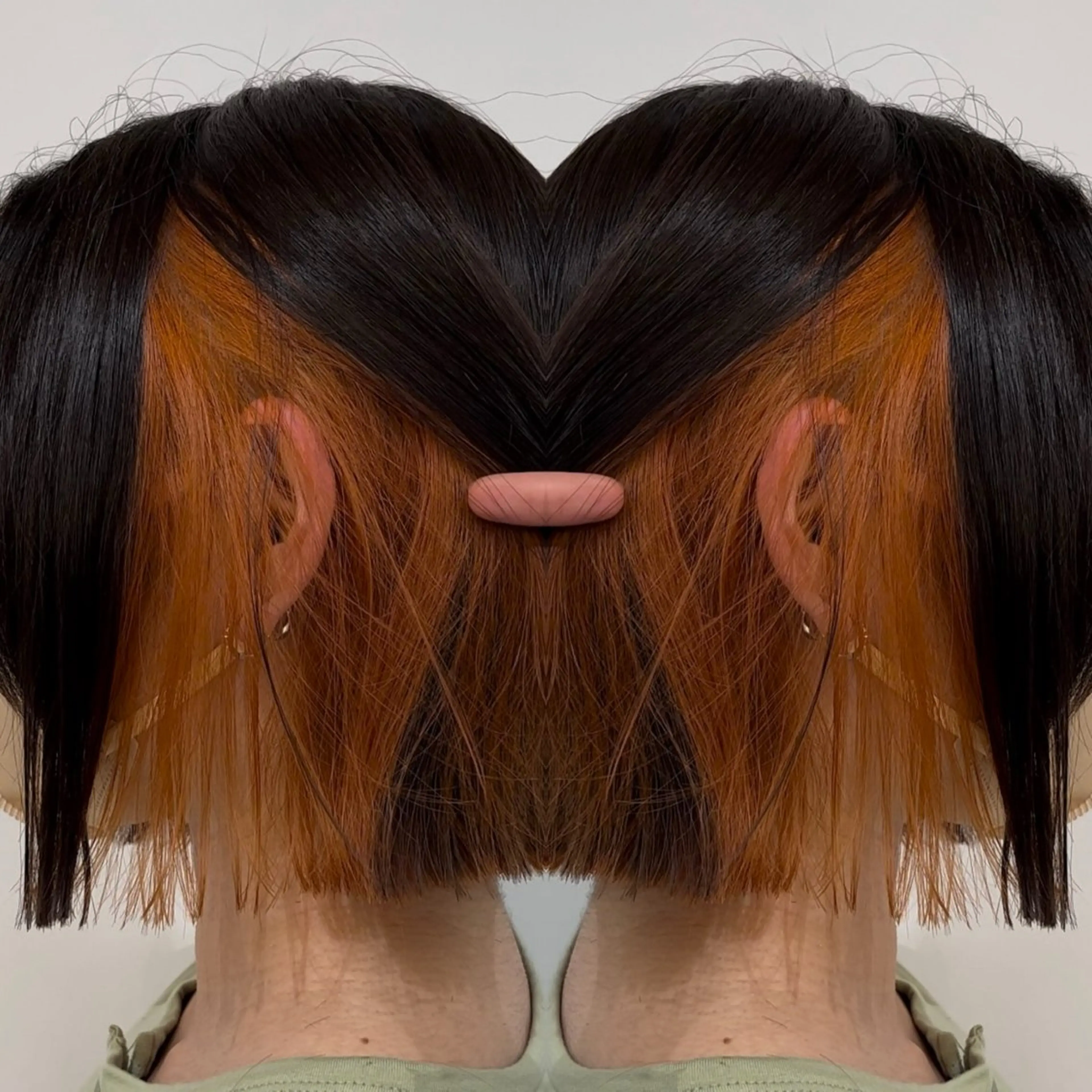 ショート カラー ブリーチ ダークグレー ダークグレージュ グレージュ オレンジ ヘアカラー チョコレートカラー /レイヤー🫧ナシコのヘアスタイル