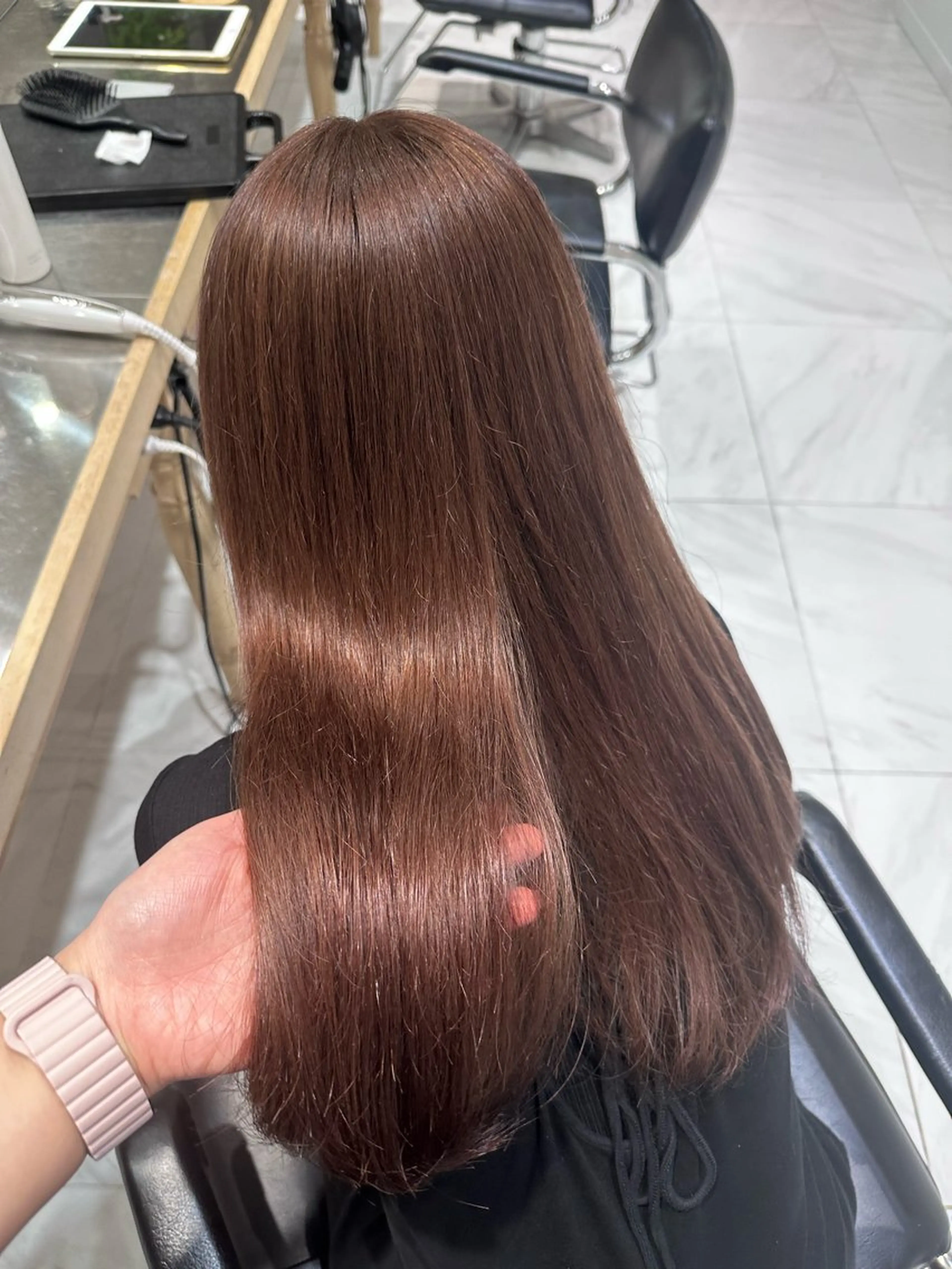 ロング ピンクブラウン ヘアカラー Rino🎀/盛れる 顔周りカット🪽✩のヘアスタイル