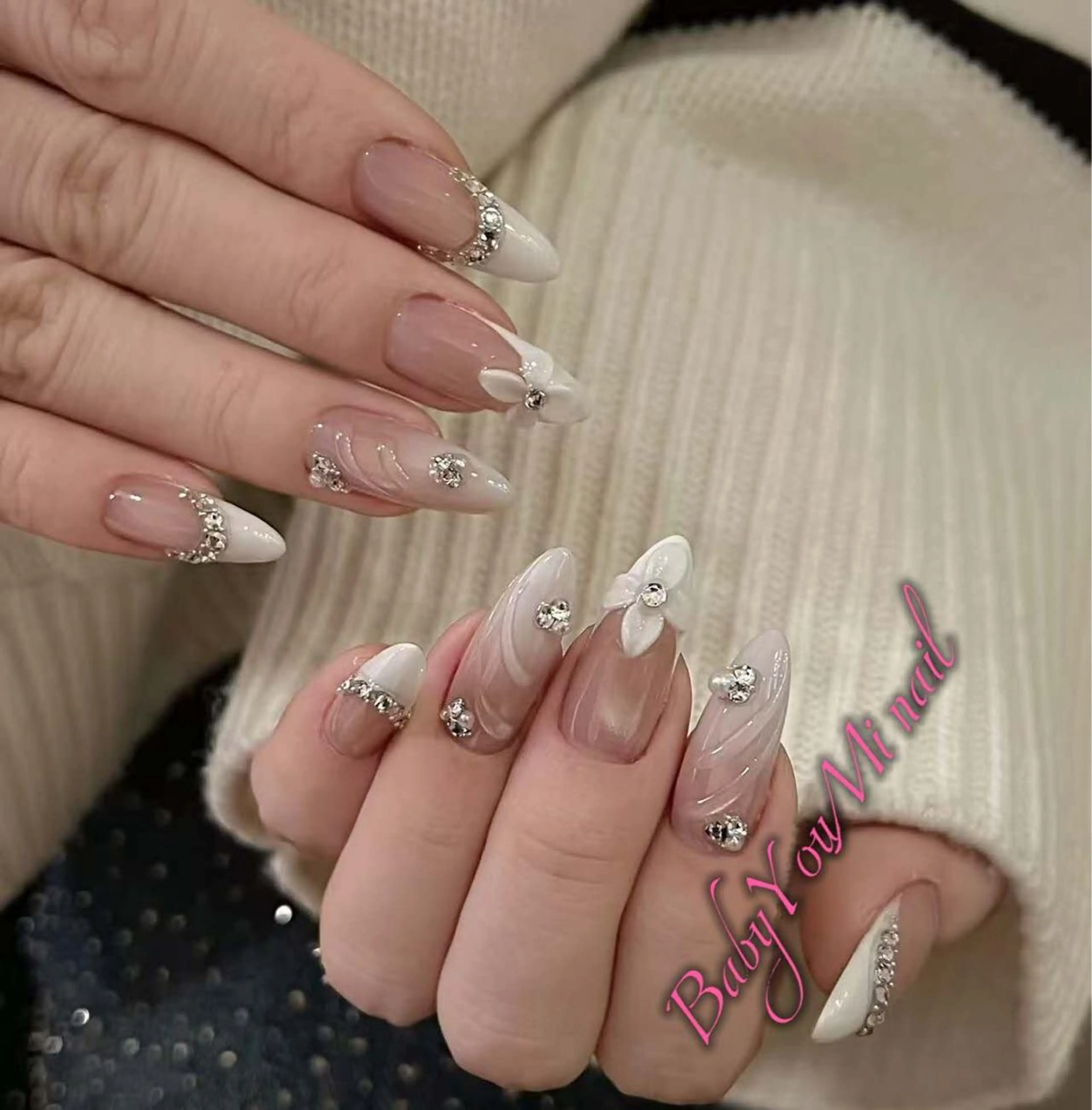 ネイル オーロラネイル 成人式 フットネイル フレンチネイル ジェルネイル ハンドネイル BabyYouMi ねねのネイルデザイン