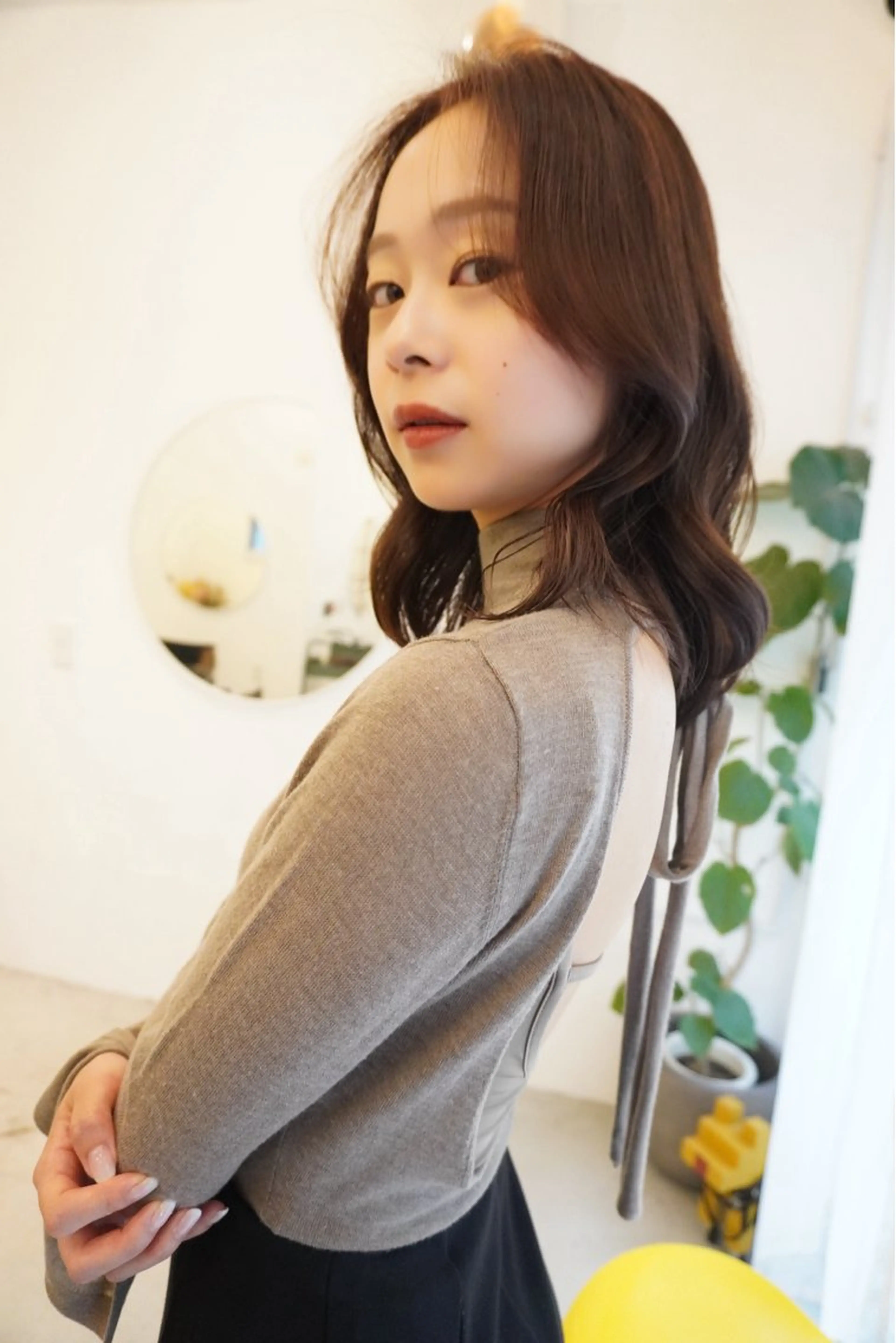 ミディアム カラー コテ巻き/パーマ/艶 透明感/荻原凜太郎のヘアスタイル