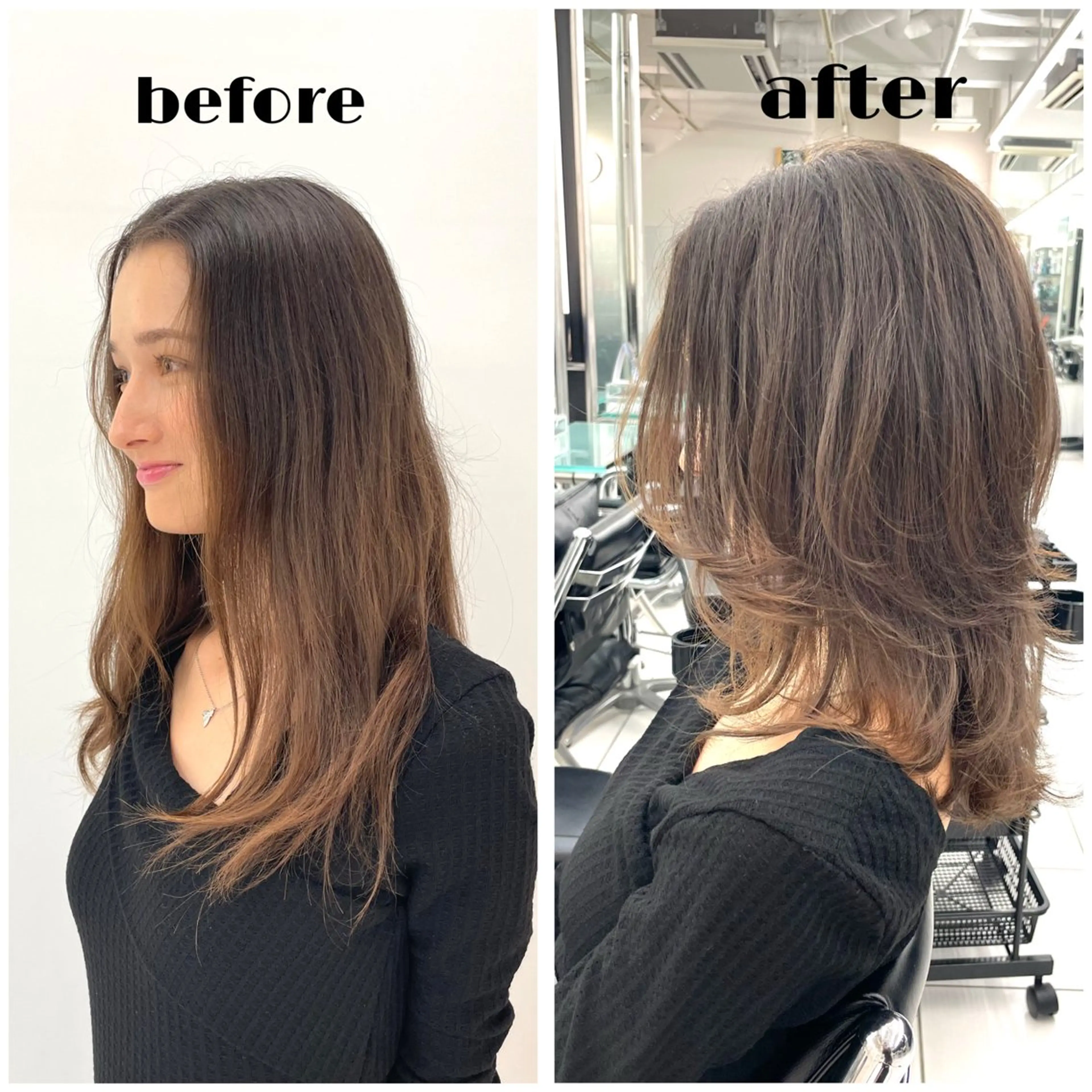 ミディアム 顔まわりレイヤー レイヤーカット 似合わせカット 無料カットモデル募集 /　 Juanのヘアスタイル