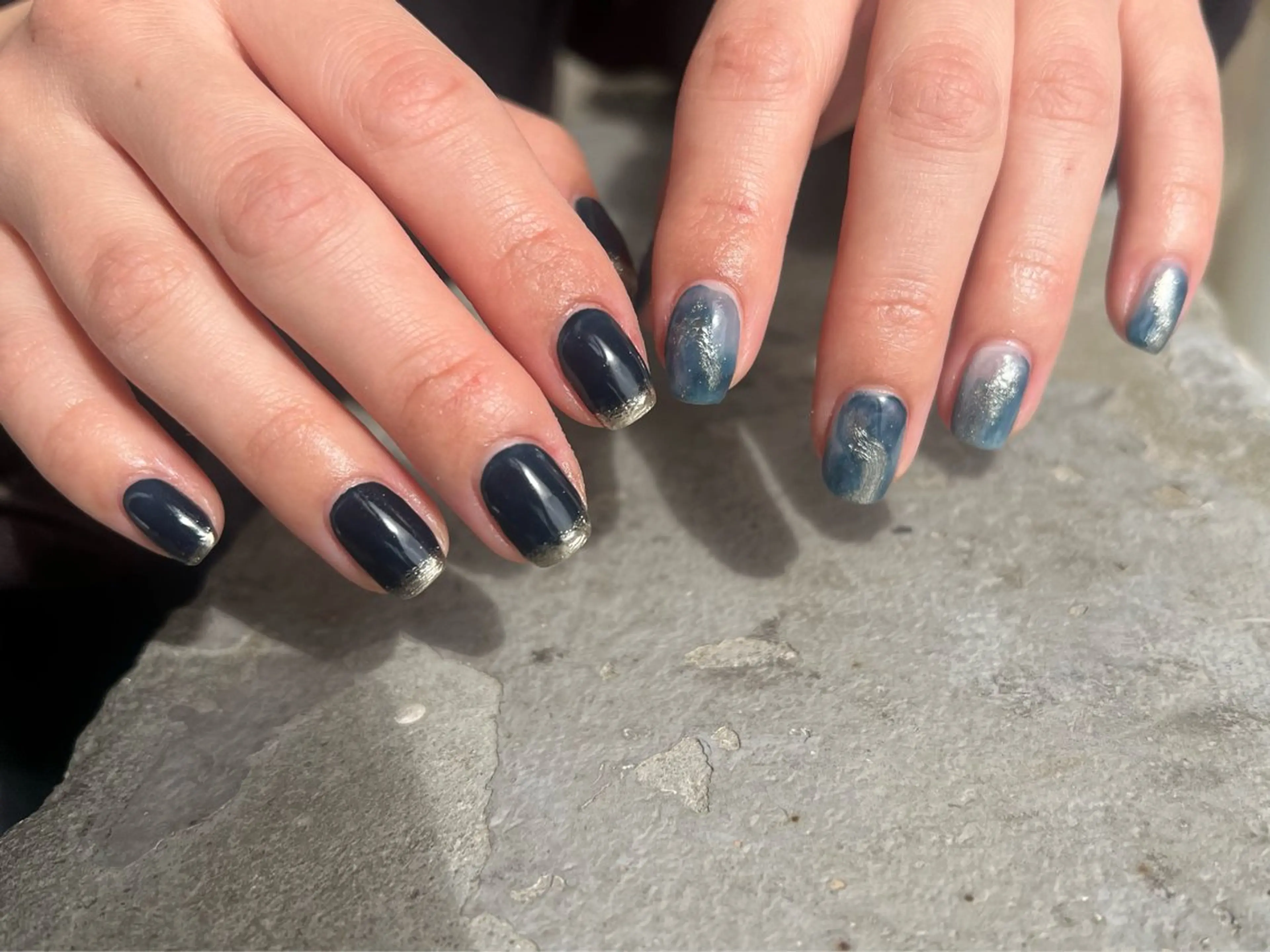 ネイル フレンチネイル ミラーネイル ハンドネイル 《ニュアンスネイル》 risaのネイルデザイン