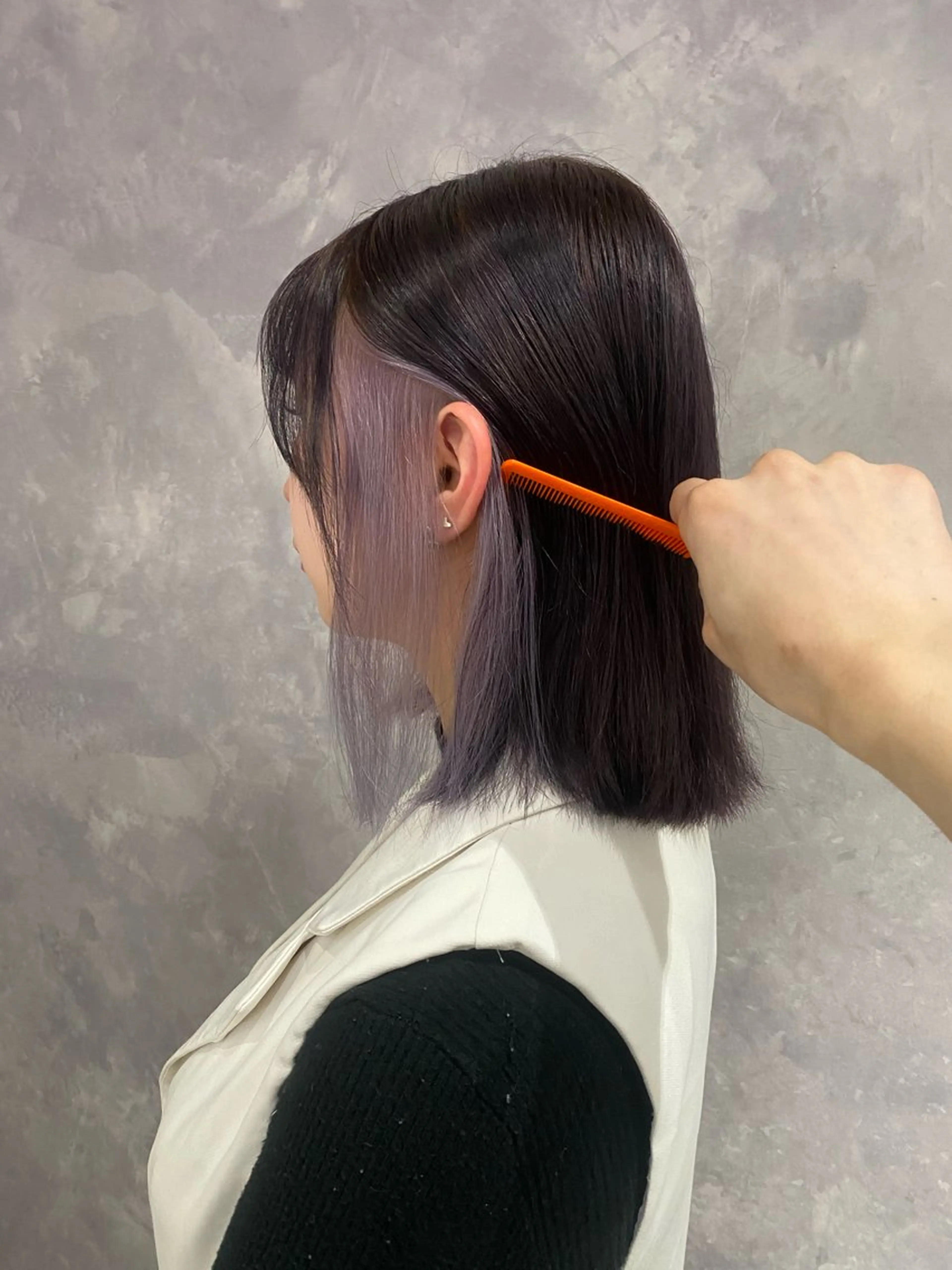 ミディアム カラー ブリーチ ハイライトカラー ハイライト rilas博多所属・博多JYUI/ウルフ ハイトーン/デザインのヘアスタイル