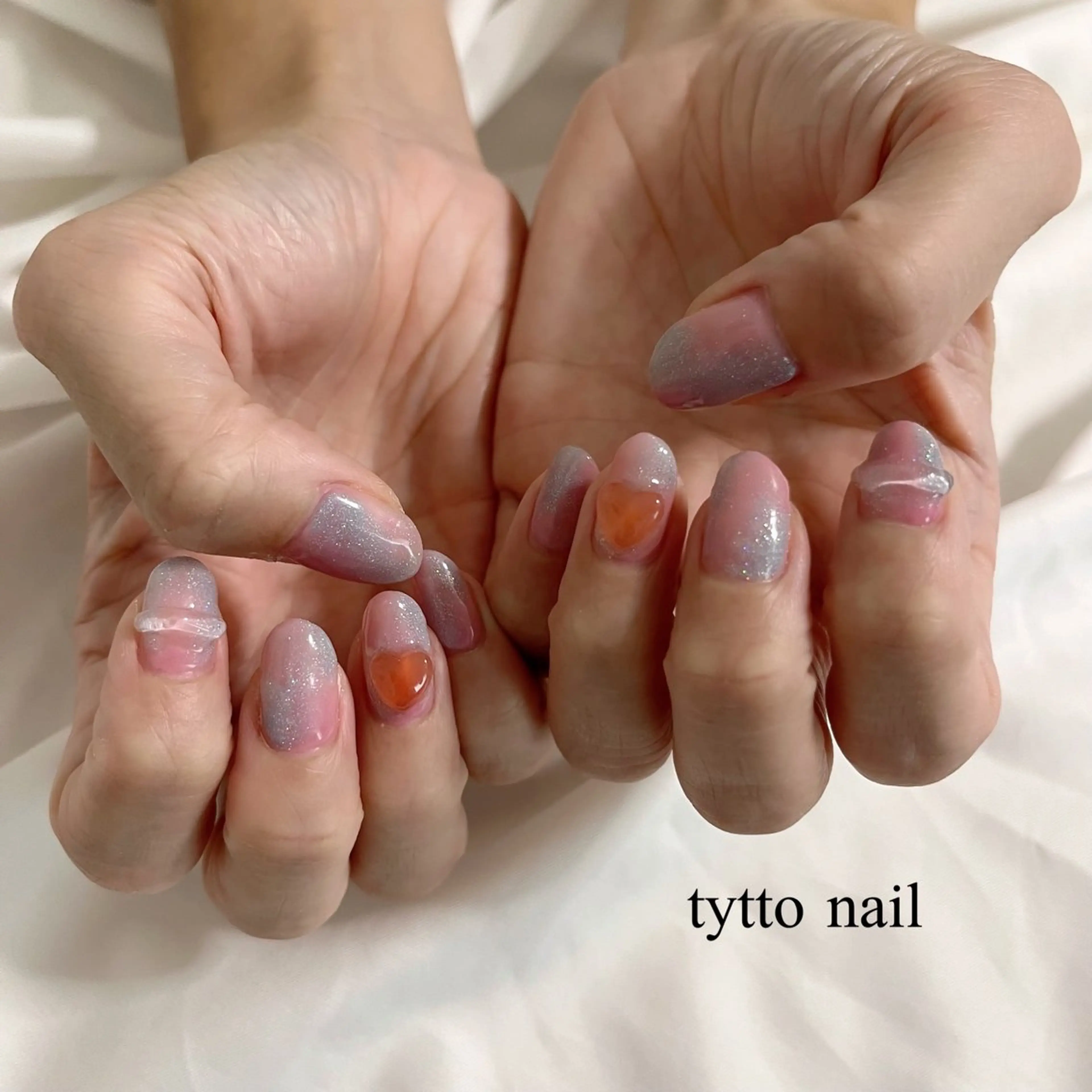 ネイル ニュアンスネイル パープル 夏ネイル 黄色 ハンドネイル tytto nail ❤︎‪‪eri‪‪のネイルデザイン