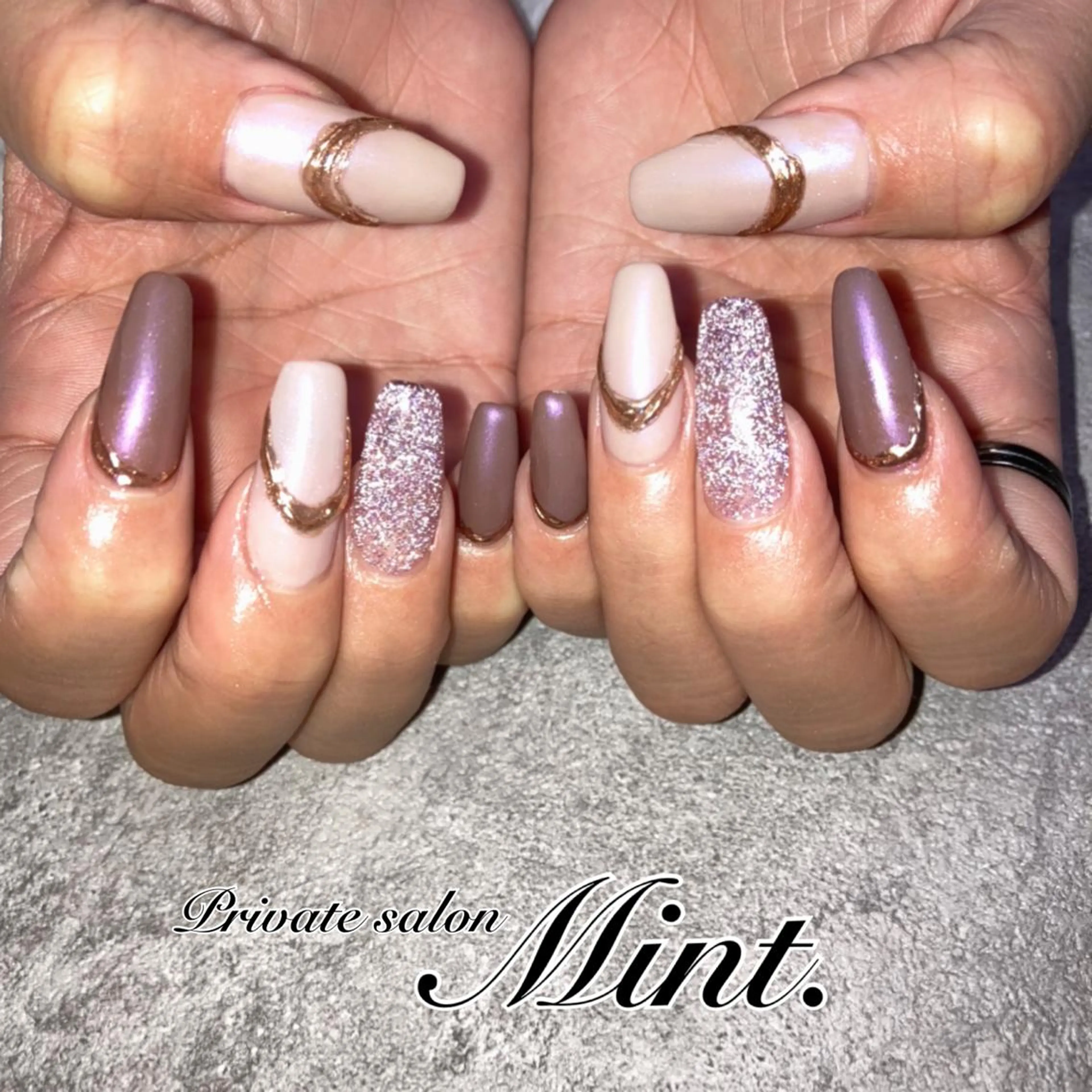 ロング ネイル 長さ出し フラッシュネイル ジェルネイル ラメ(グリッター) スカルプネイル Mint. nailのネイルデザイン