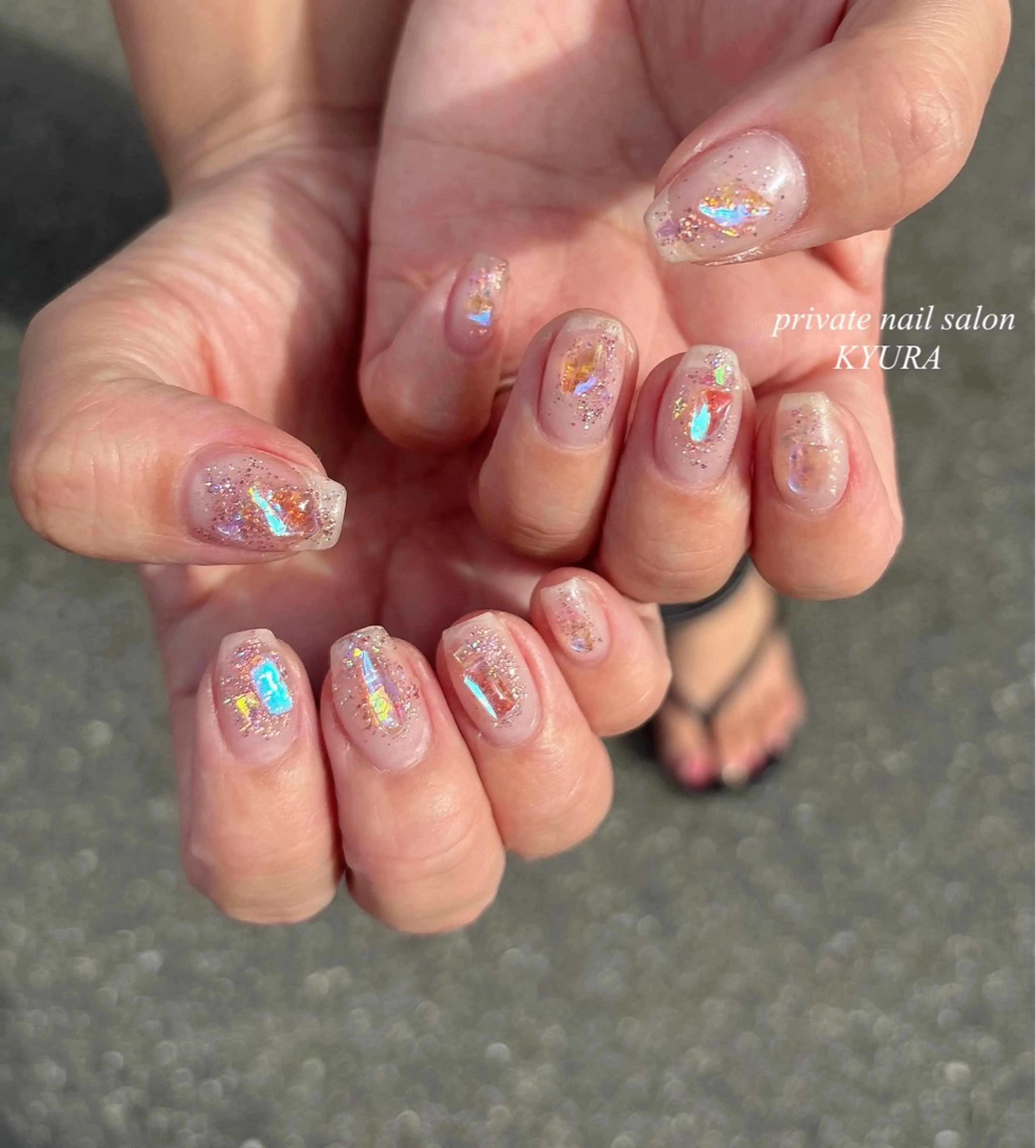 ネイル 氷ネイル・うるうるネイル 大東市ネイルサロン 【KYURA】ｷｭﾗのネイルデザイン