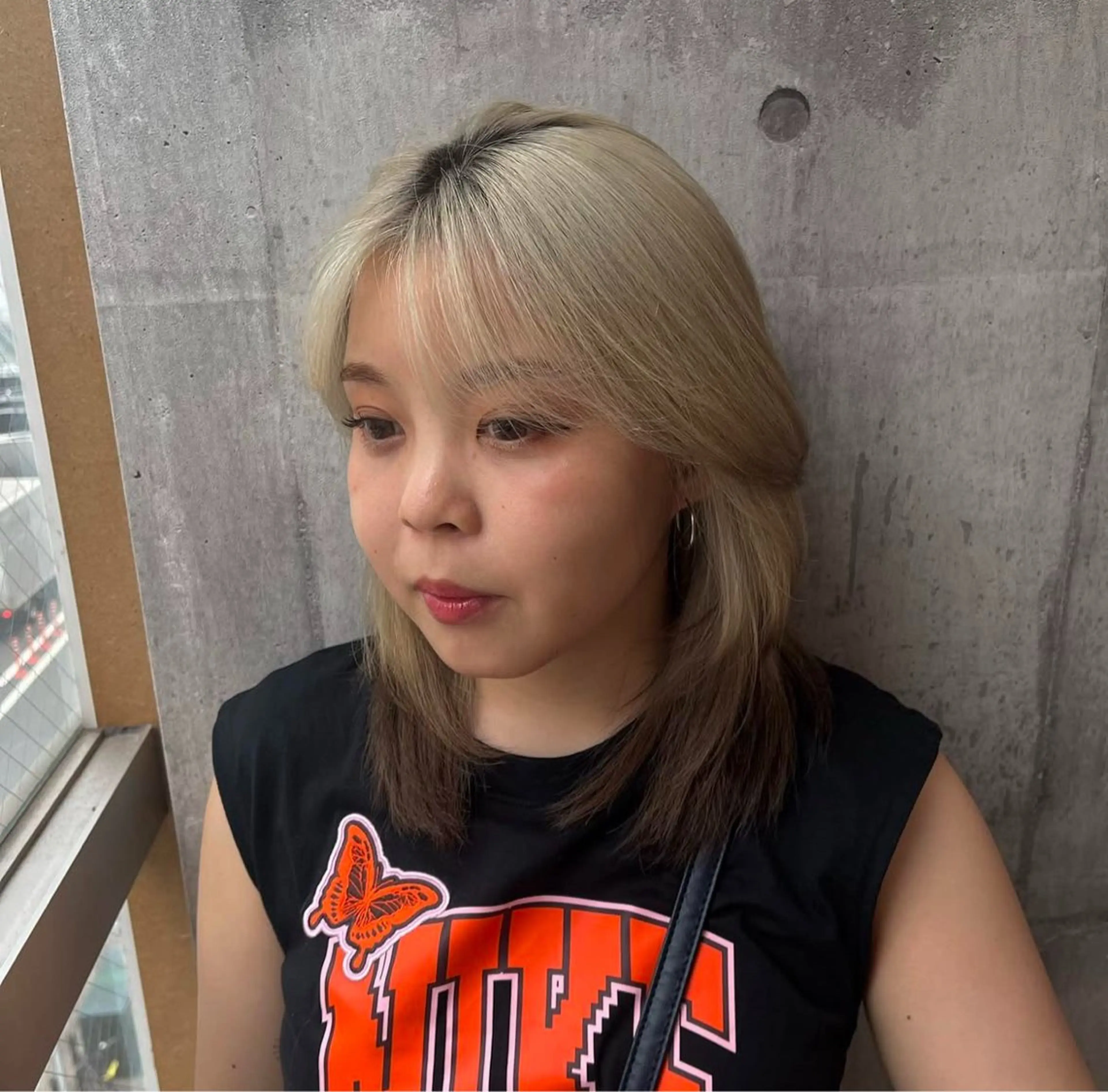 セミロング 顔周りカット かきあげバング レイヤーカット Lucas所属・Lucas髪質改善 natsukiのヘアスタイル