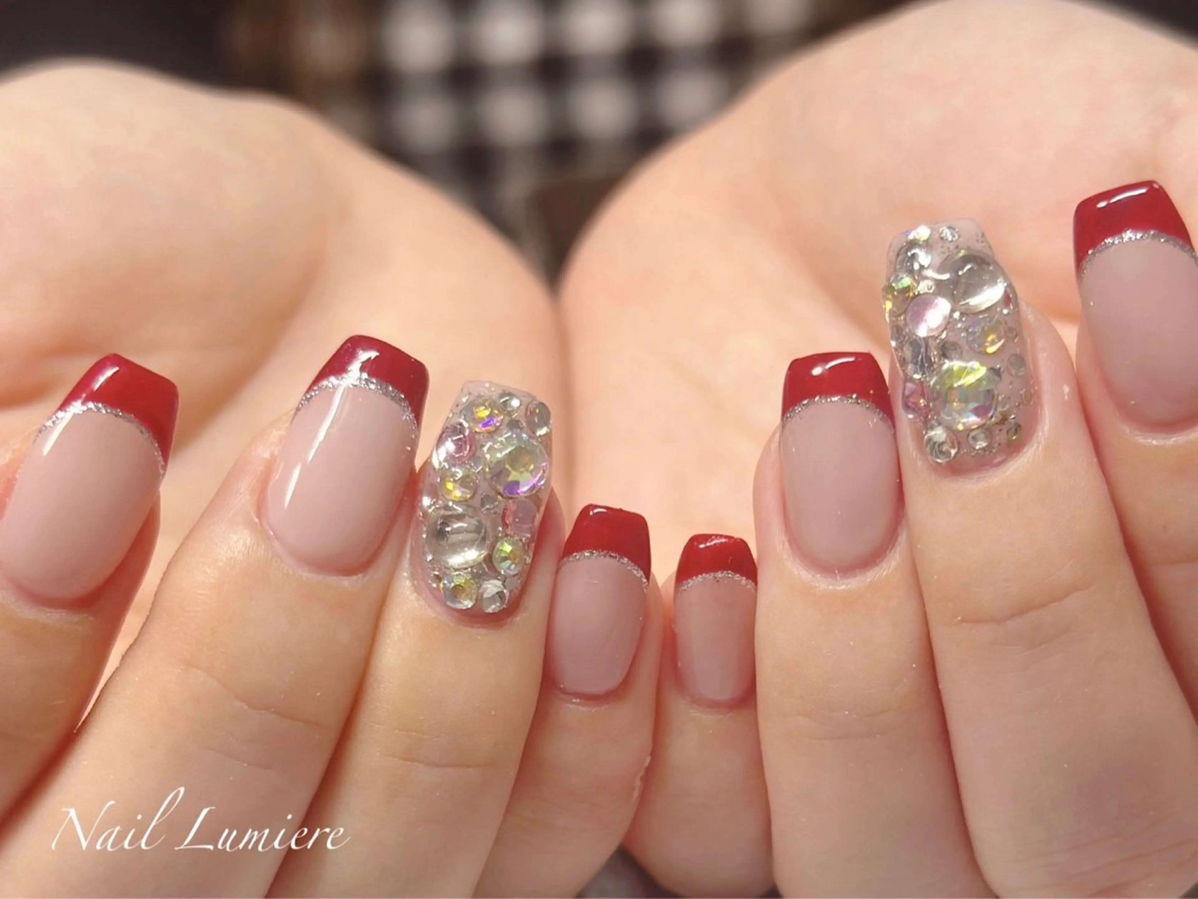 ネイル フレンチネイル 赤色 Lumiere 名古屋伏見のネイルデザイン