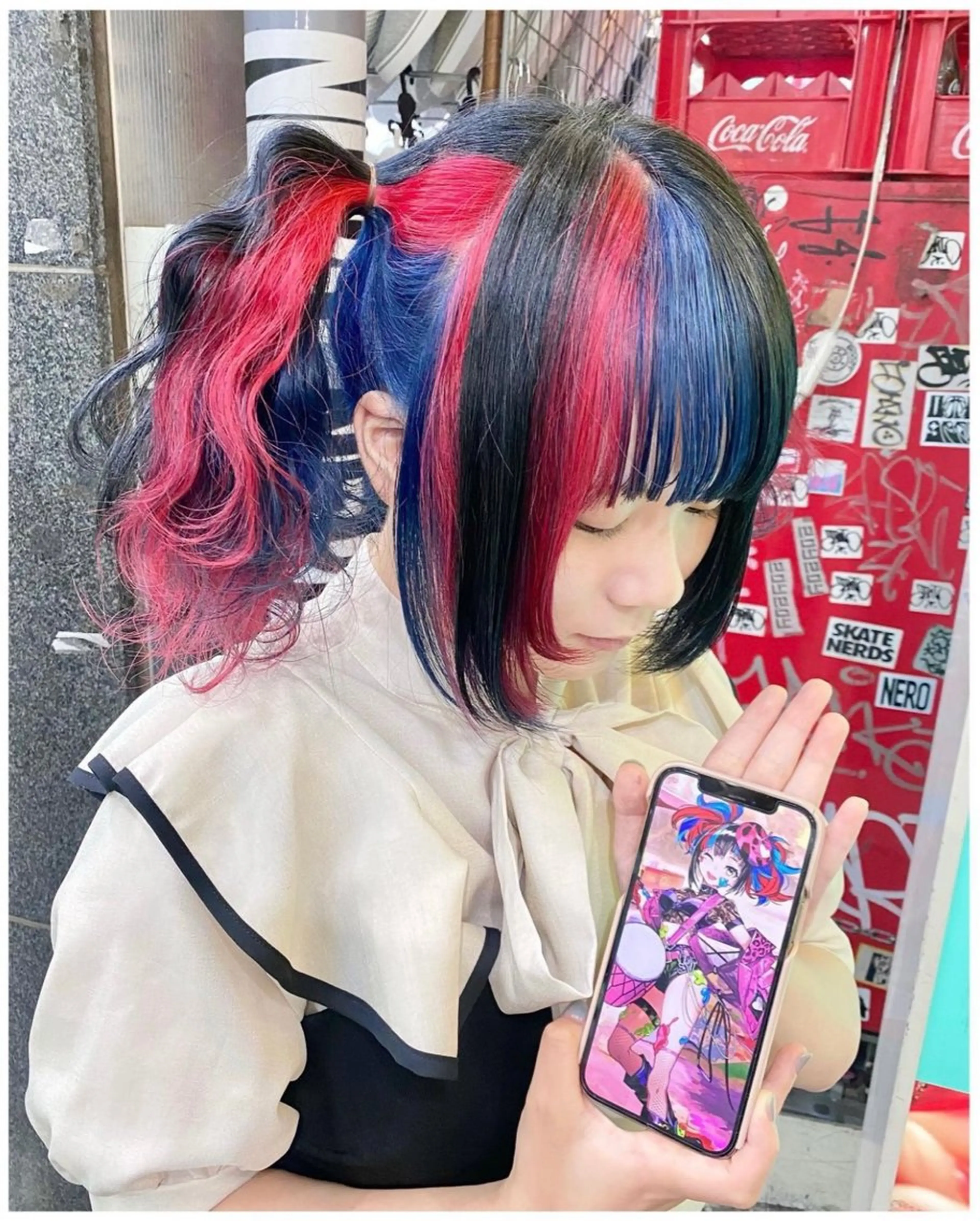 ミディアム カラー メッシュ ヘアカラー GARU-ガル-所属・TSUNO🦖 派手髪/オタク美容師のヘアスタイル