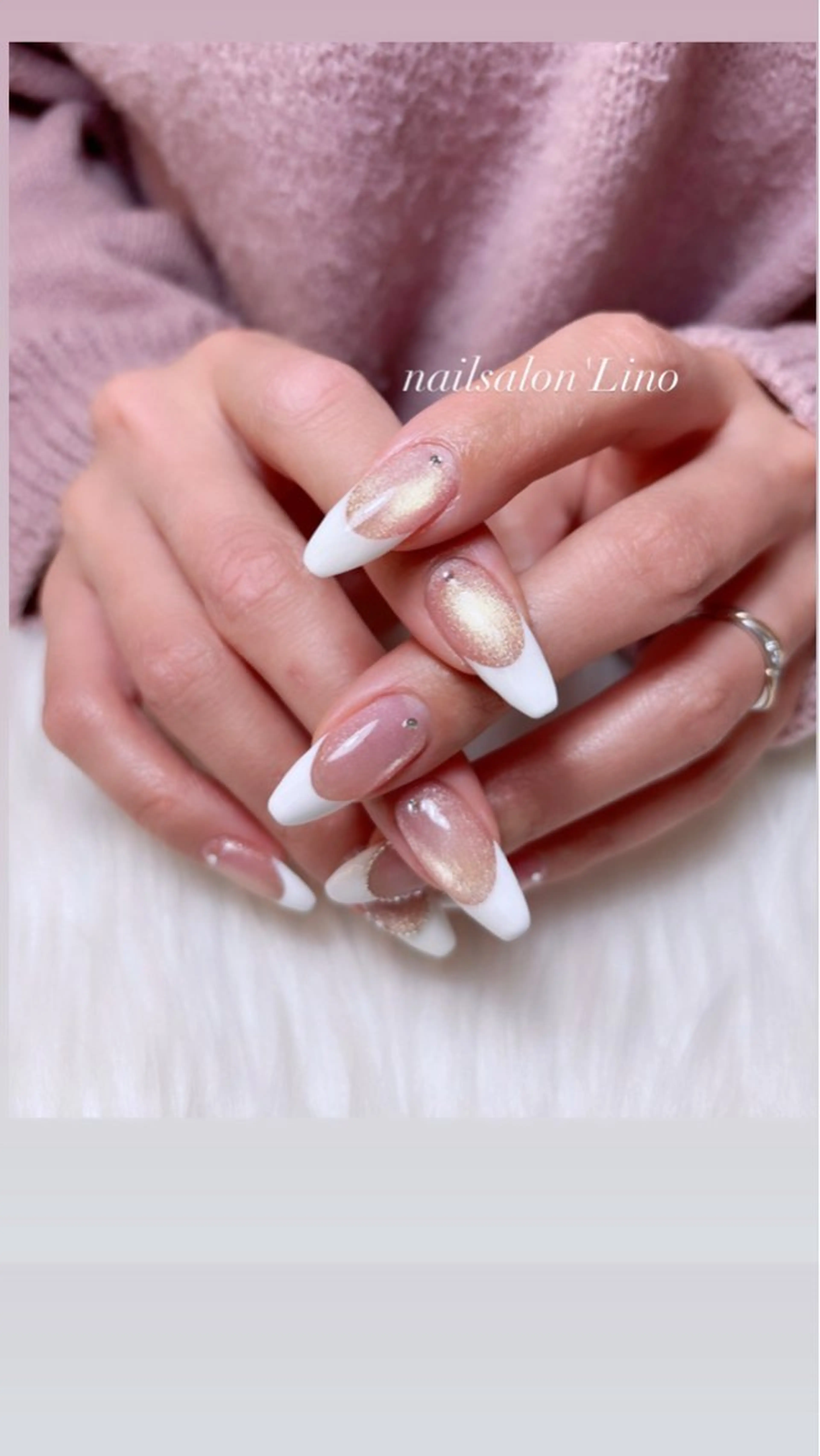 ネイル フレンチネイル マグネットネイル シンプルネイル ハンドネイル Lino𓂃⟡.· Chizuruのネイルデザイン