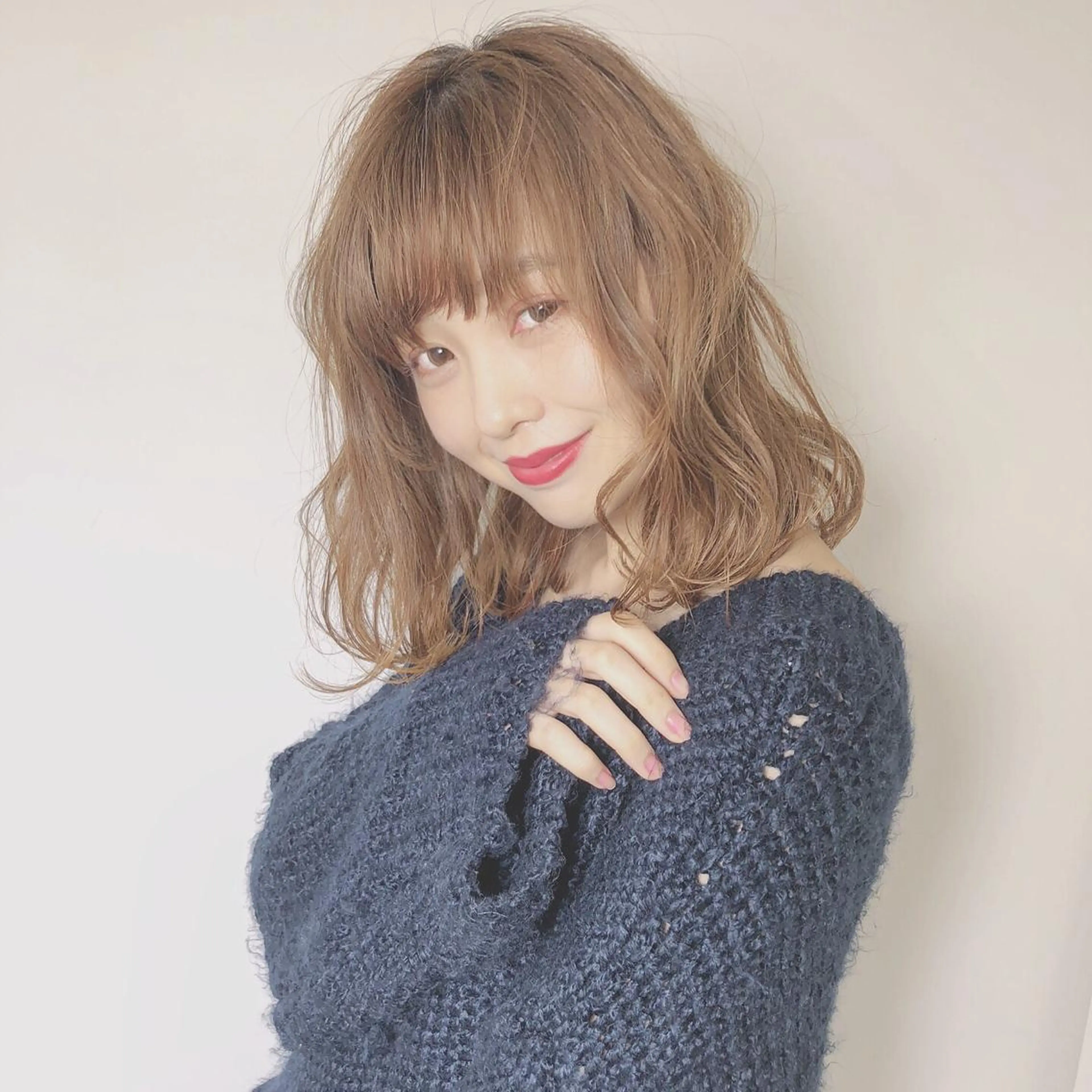 ミディアム カラー パーマ 店長/mao/ 前髪/顔周りカットのヘアスタイル