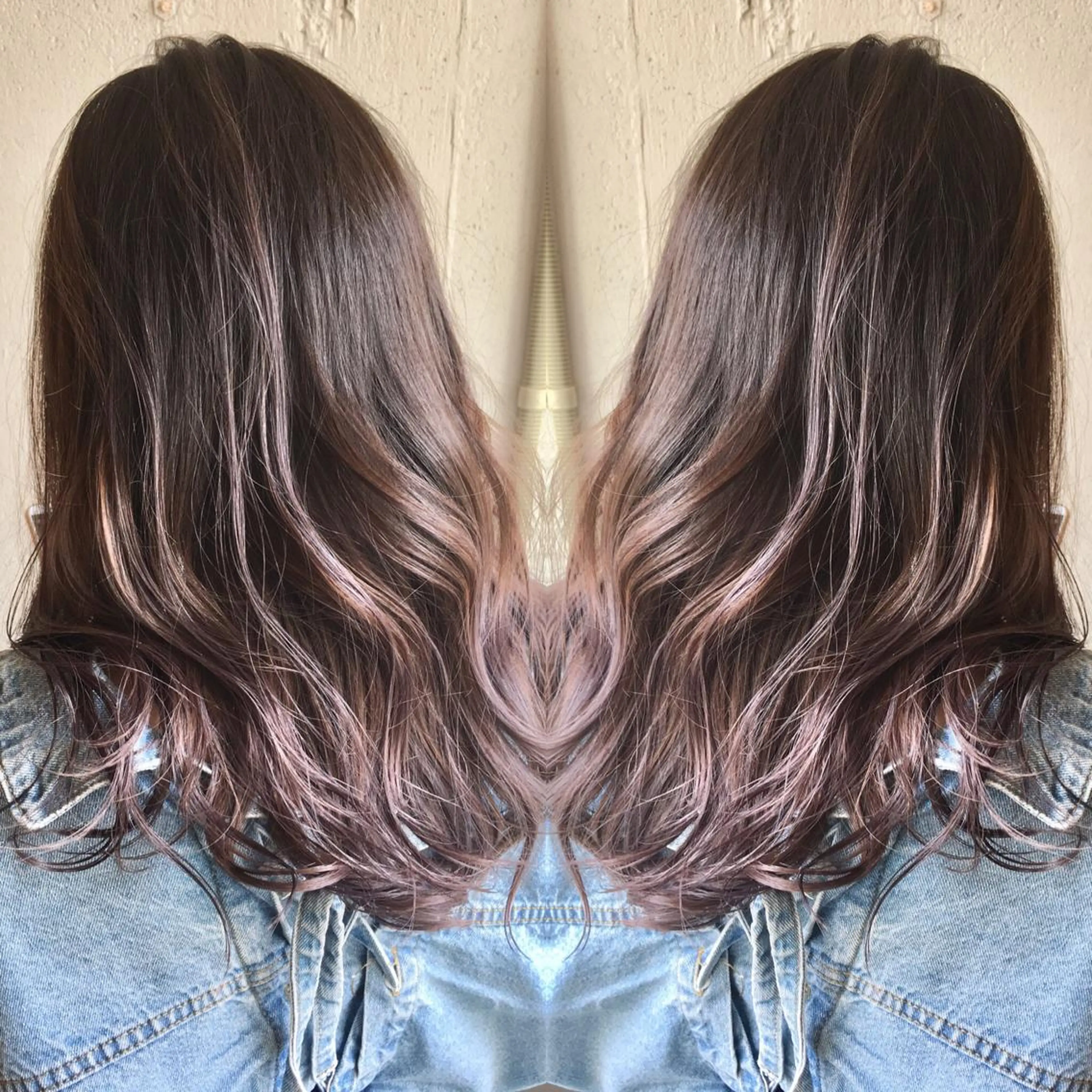ロング カラー バレイヤージュ ベージュカラー グレージュ パープルカラー パープルグレージュ 💈平島 拓也💈のヘアスタイル