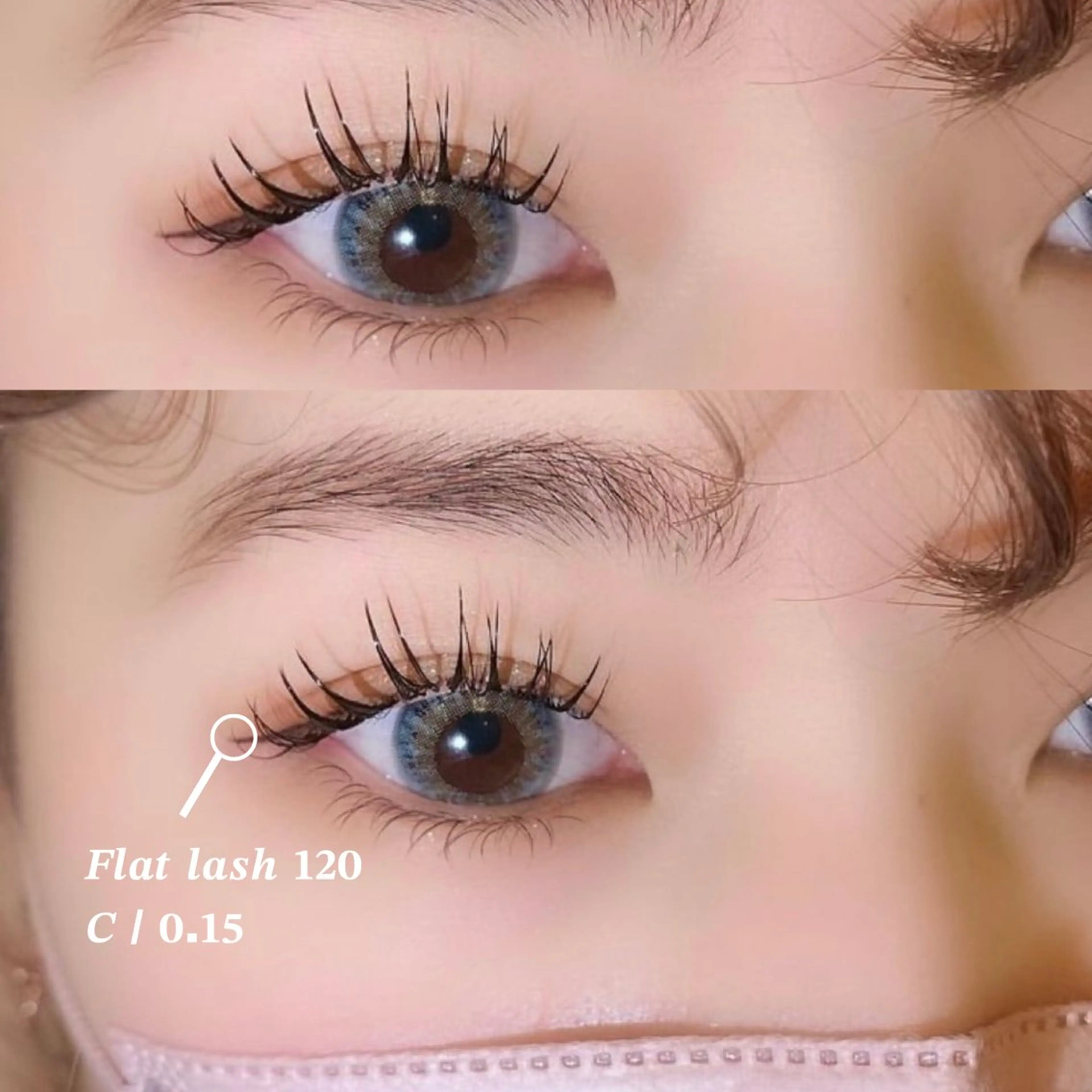 マツエク・マツパ 束感まつ毛 フラットラッシュ 韓国風マツエク パリジェンヌラッシュリフト ボリュームラッシュ 肌に馴染むハイトーン /ミルクティーカラーのヘアスタイル