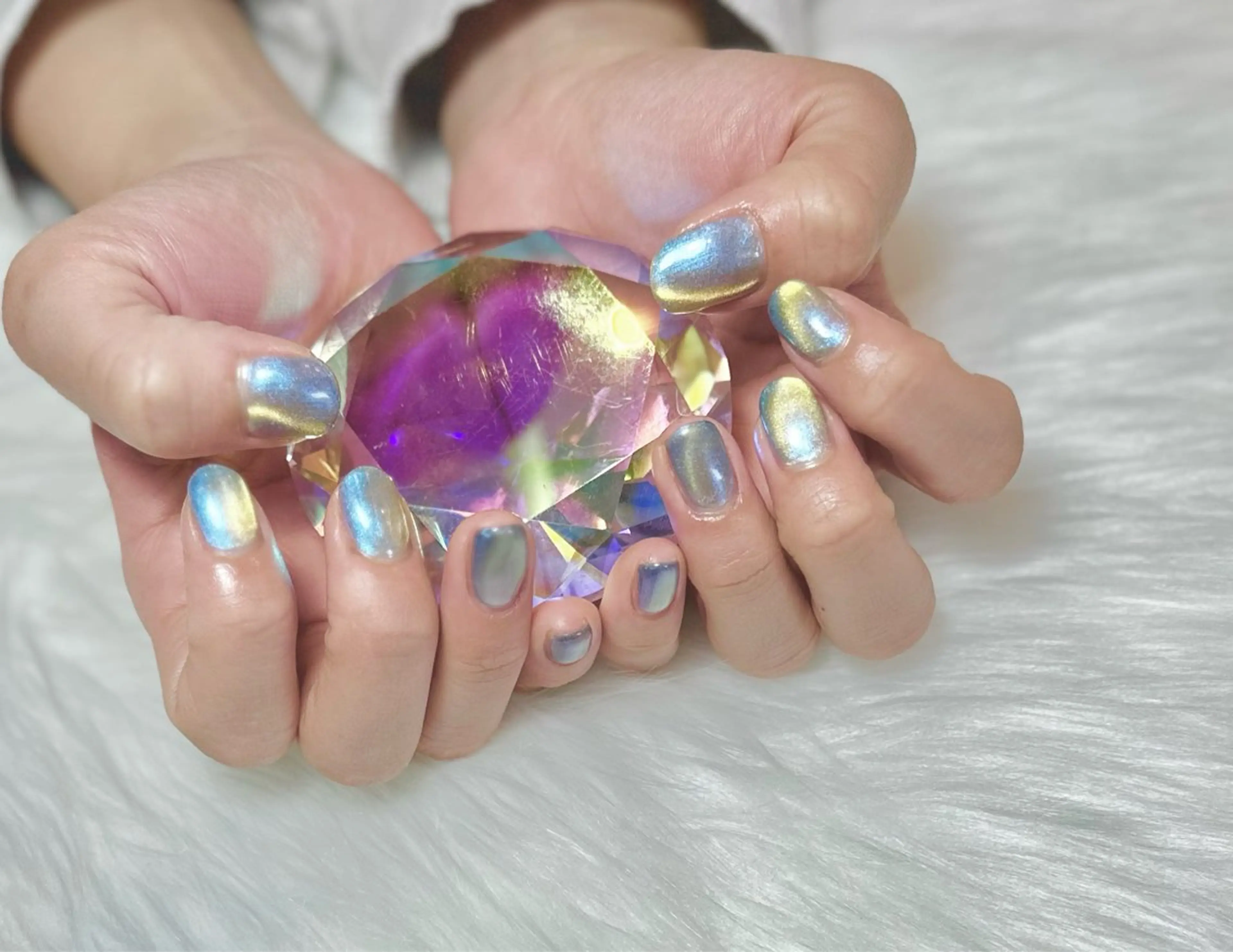 ネイル ブルー ジェルネイル マグネットネイル 黄色 m_nail所属・O Mayaのネイルデザイン