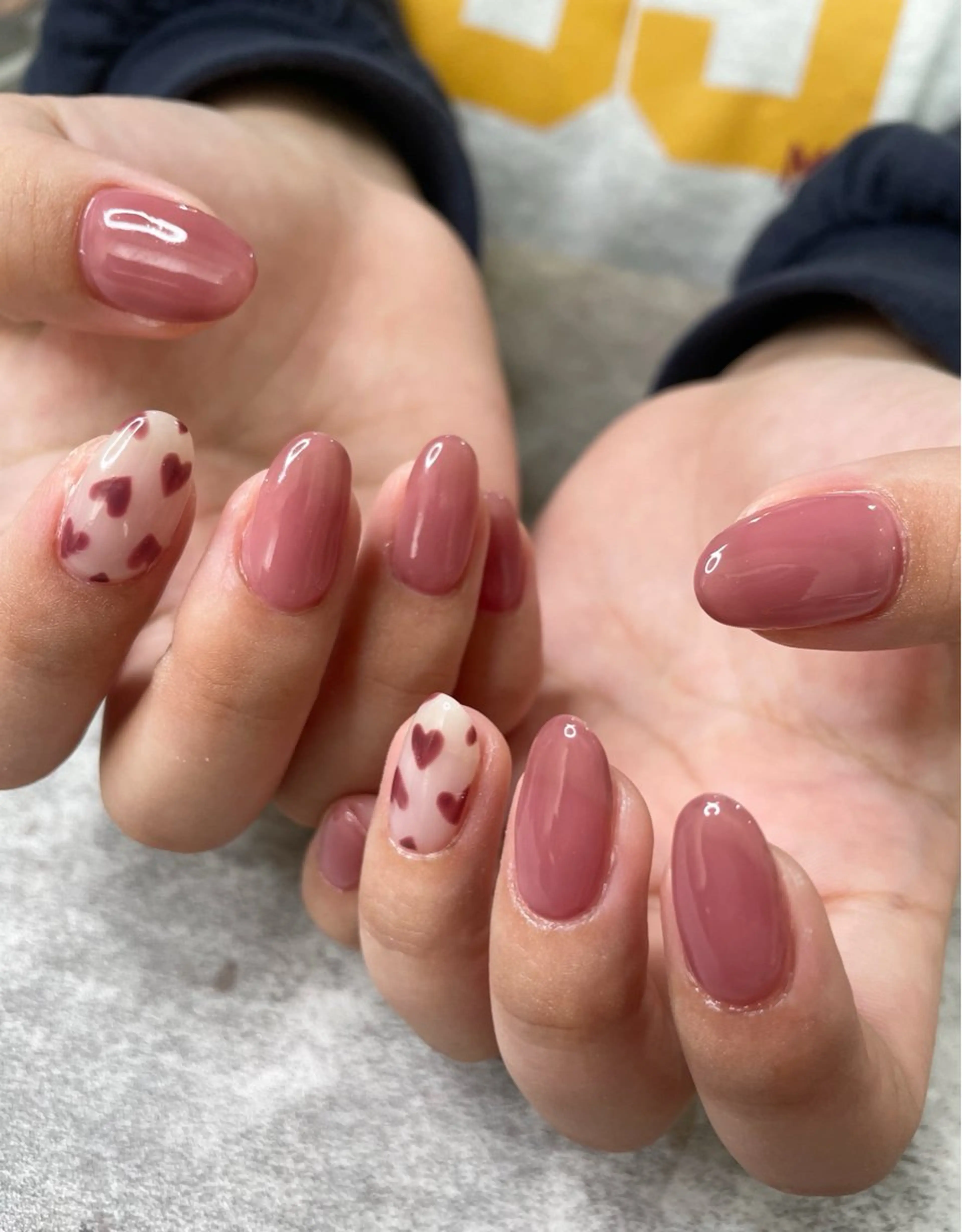 ネイル ハート ワンカラーネイル ピンク ハンドネイル ma riのネイルデザイン