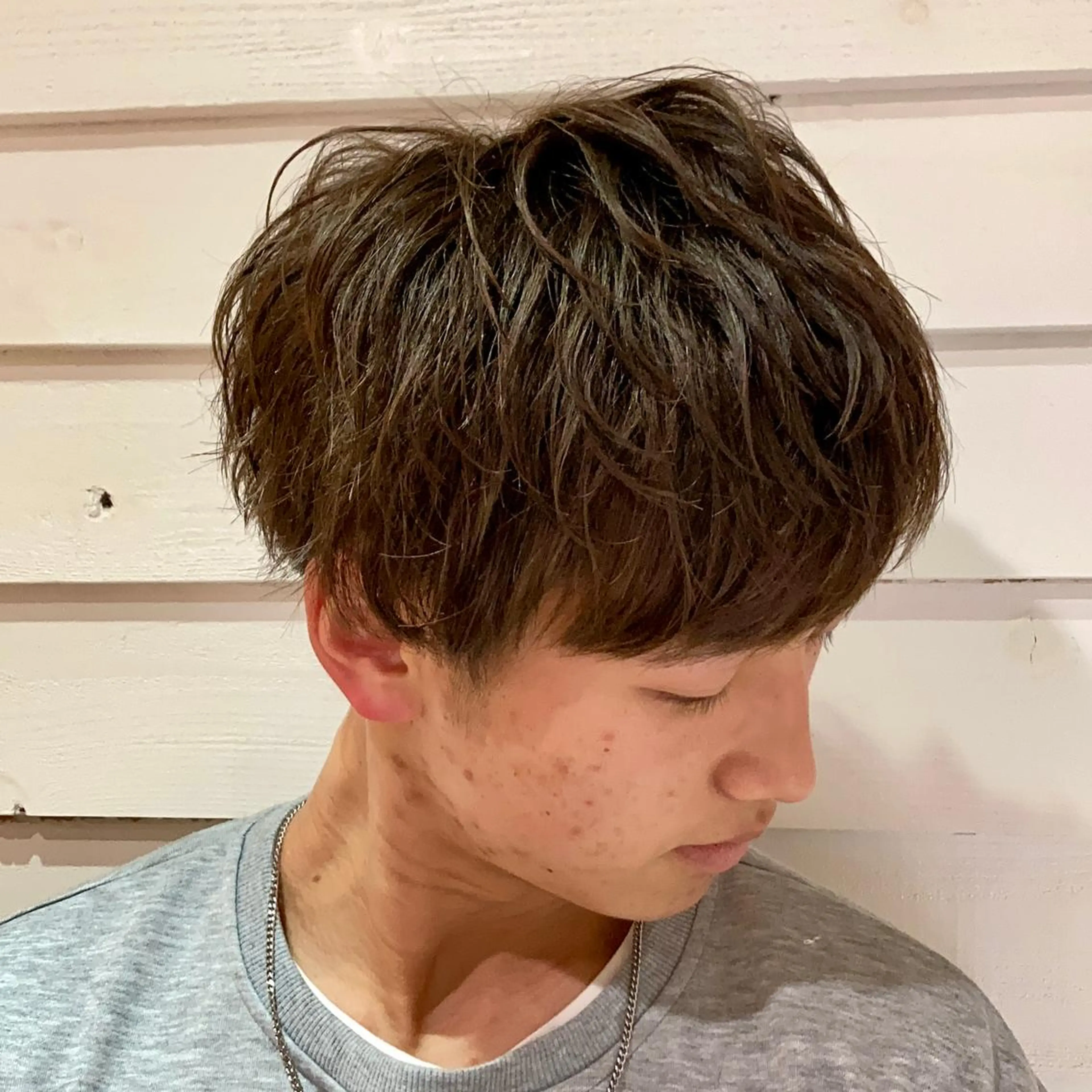 ショート カラー メンズ ヘアセット 【韓国暗髪】 ×【暖色系】圭真のヘアスタイル