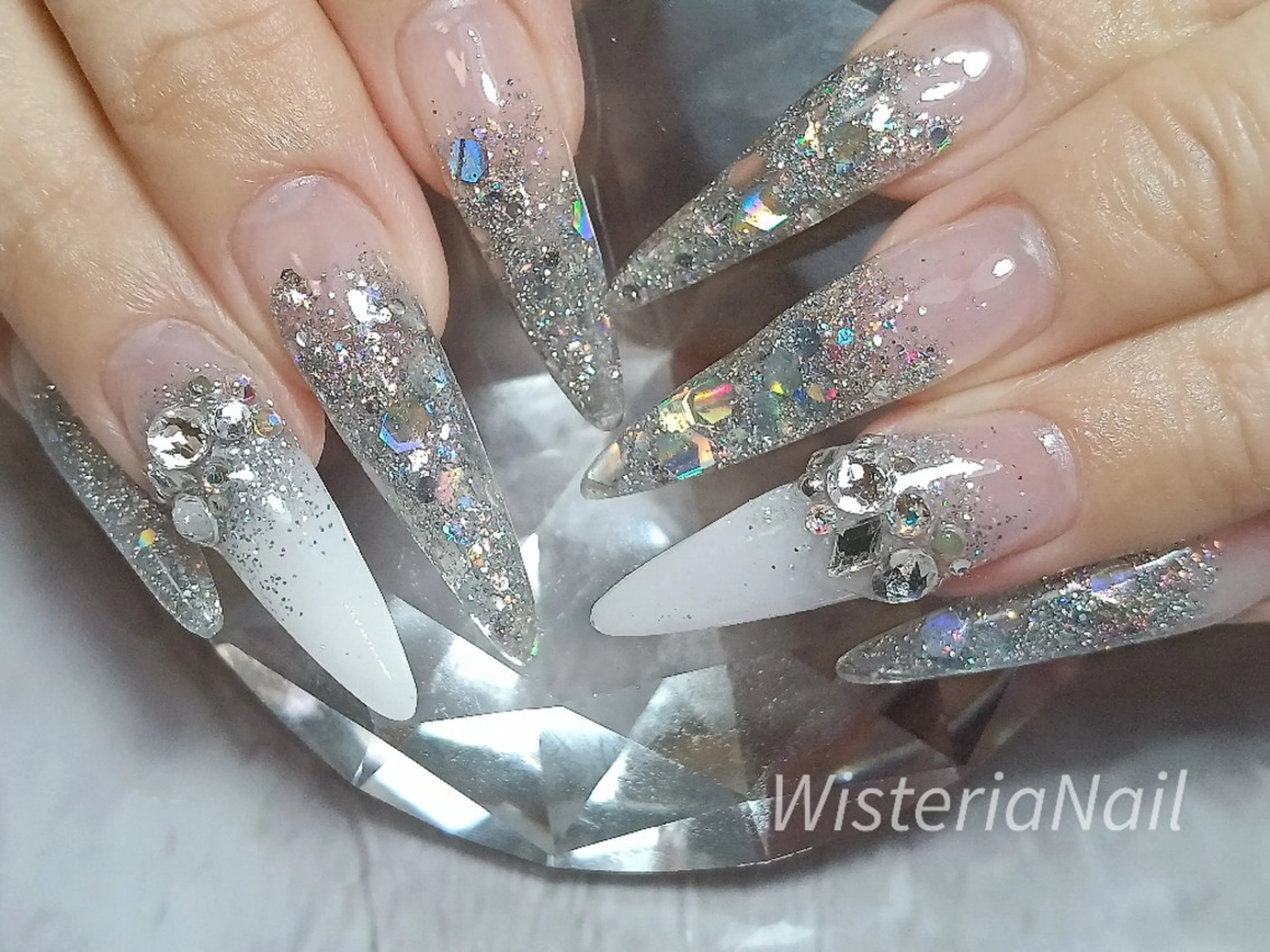 ネイル ラメ(グリッター) ロングネイル スカルプネイル 冬ネイル Wisteria Nail_Yukieのネイルデザイン