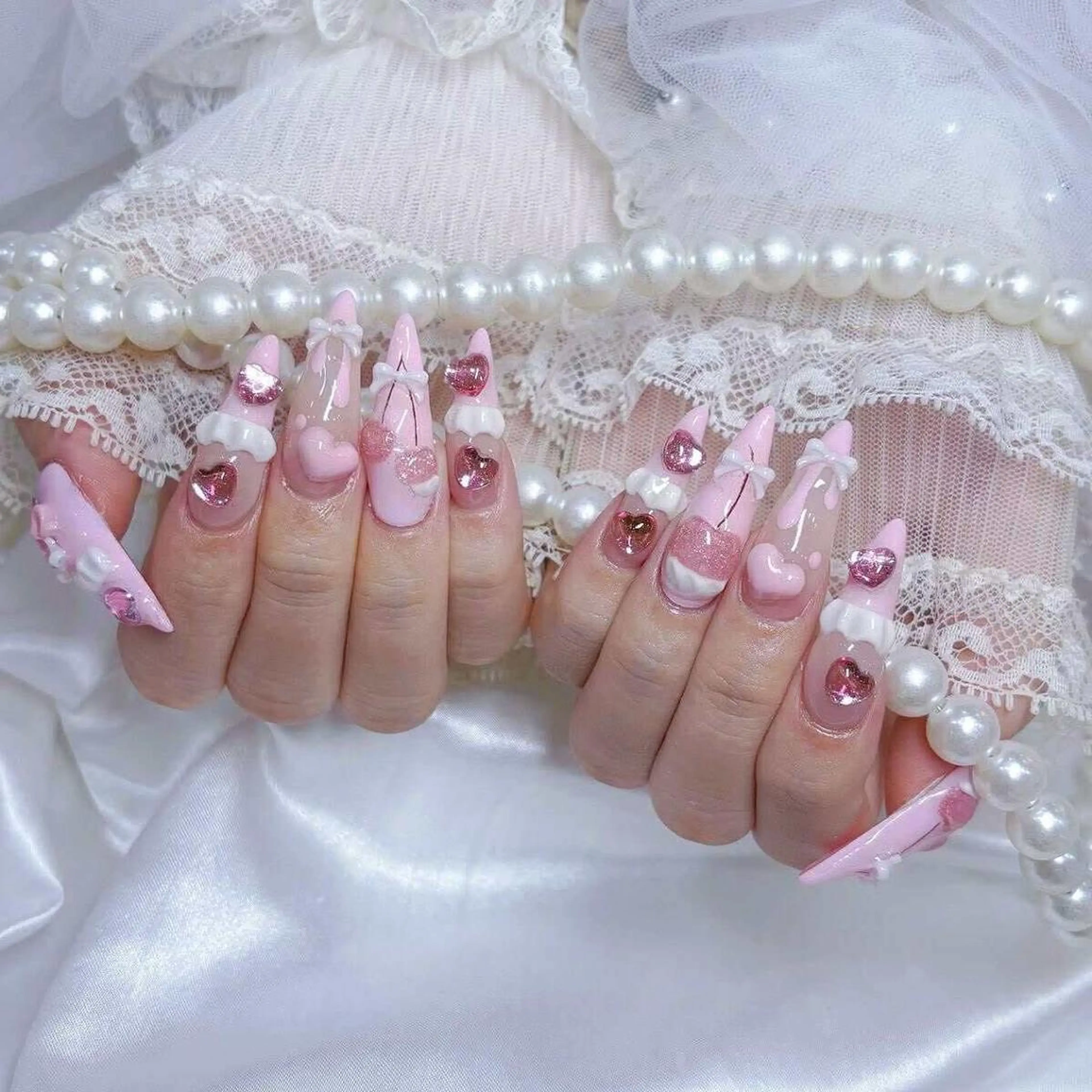 ロング 韓国風ヘア ハンドネイル Bling Salonのネイルデザイン