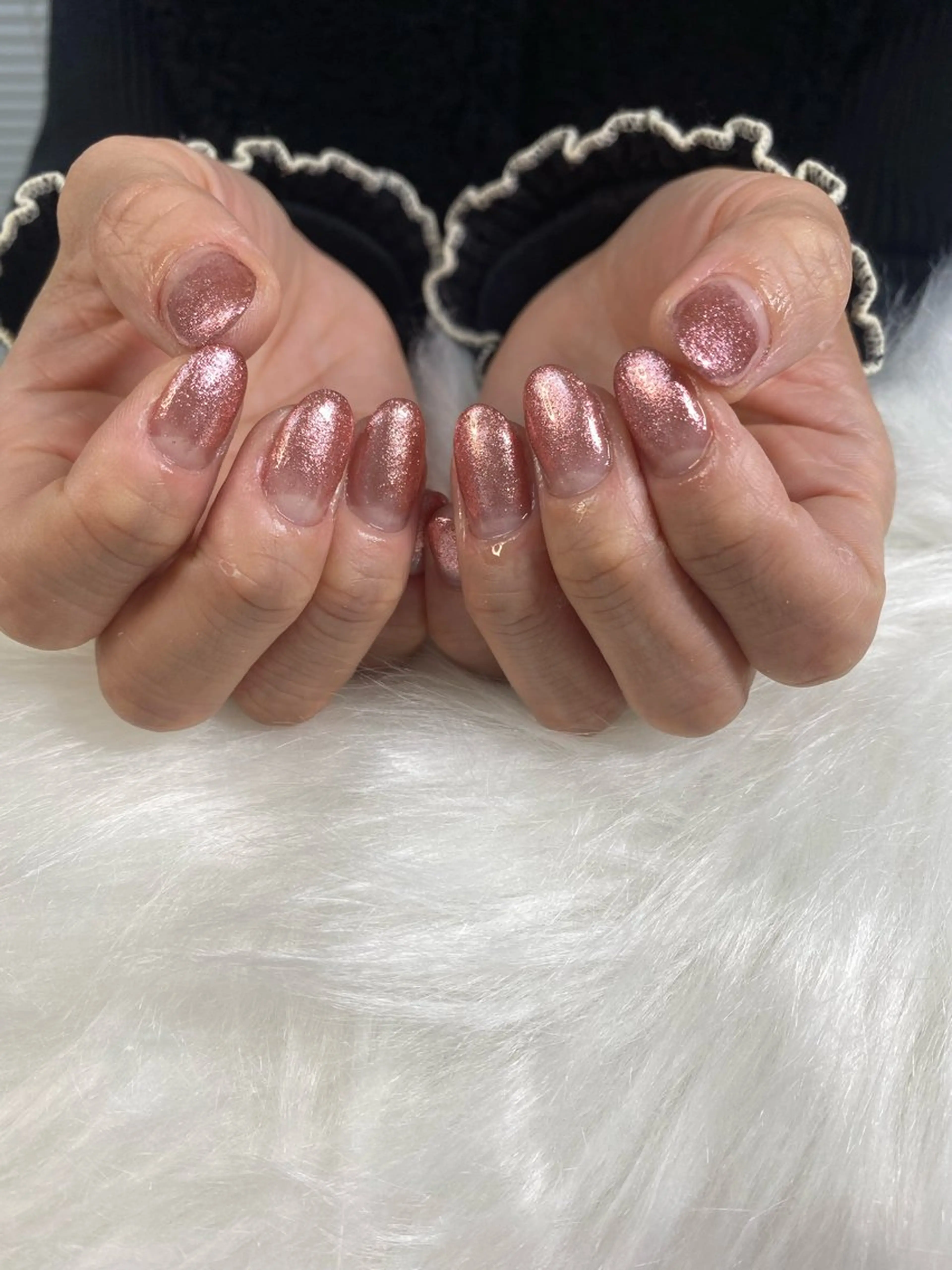 ネイル グラデーション ラメ(グリッター) ラメグラデーション ワンカラーネイル ピンク デュアス R _宇都宮のネイルデザイン