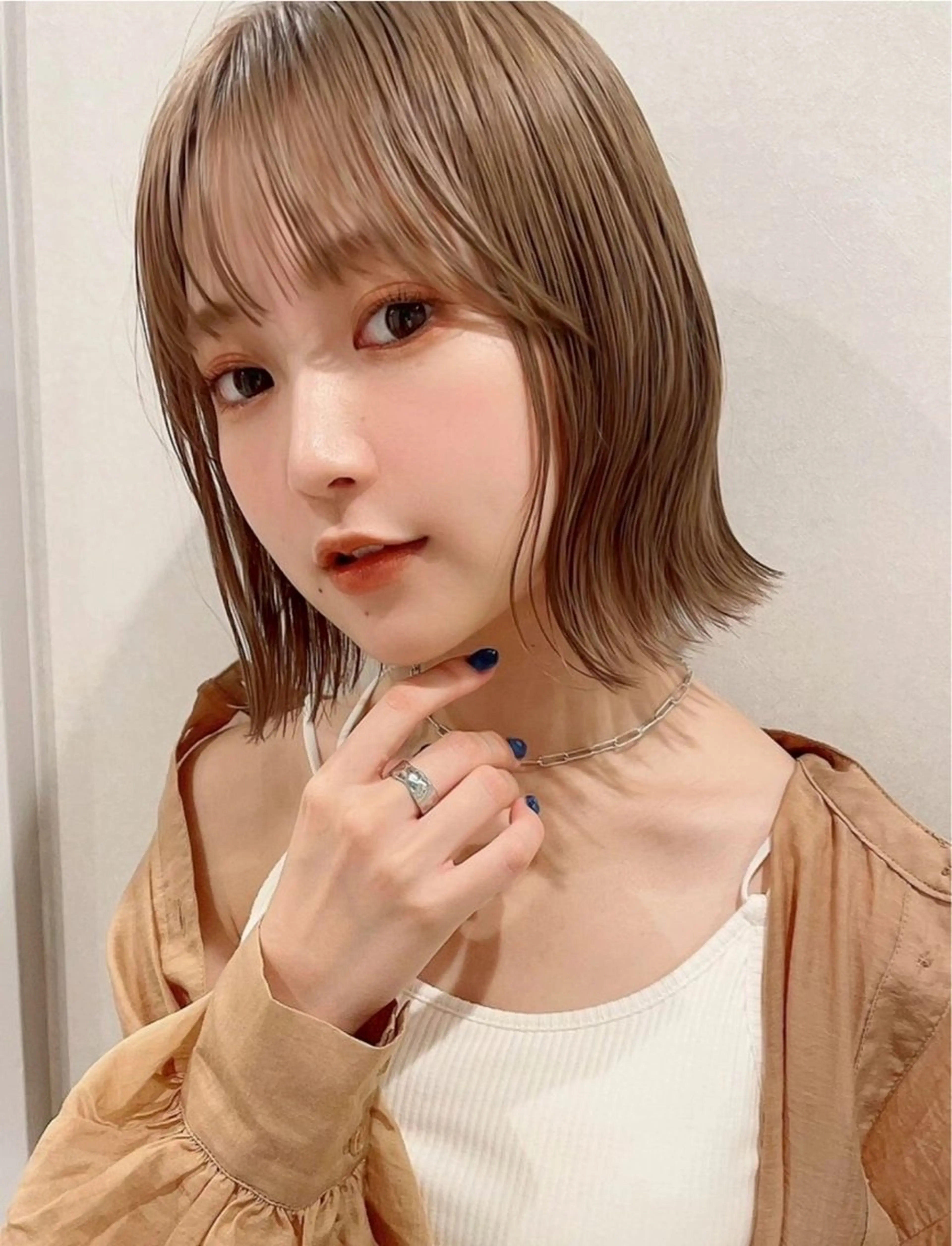 ショート ワンレンボブ ショートボブ アッシュ ボブ くびれヘア カット ヘアカラー トリートメント 🎴イトウユウ🎴 ボブ/仙台のヘアスタイル