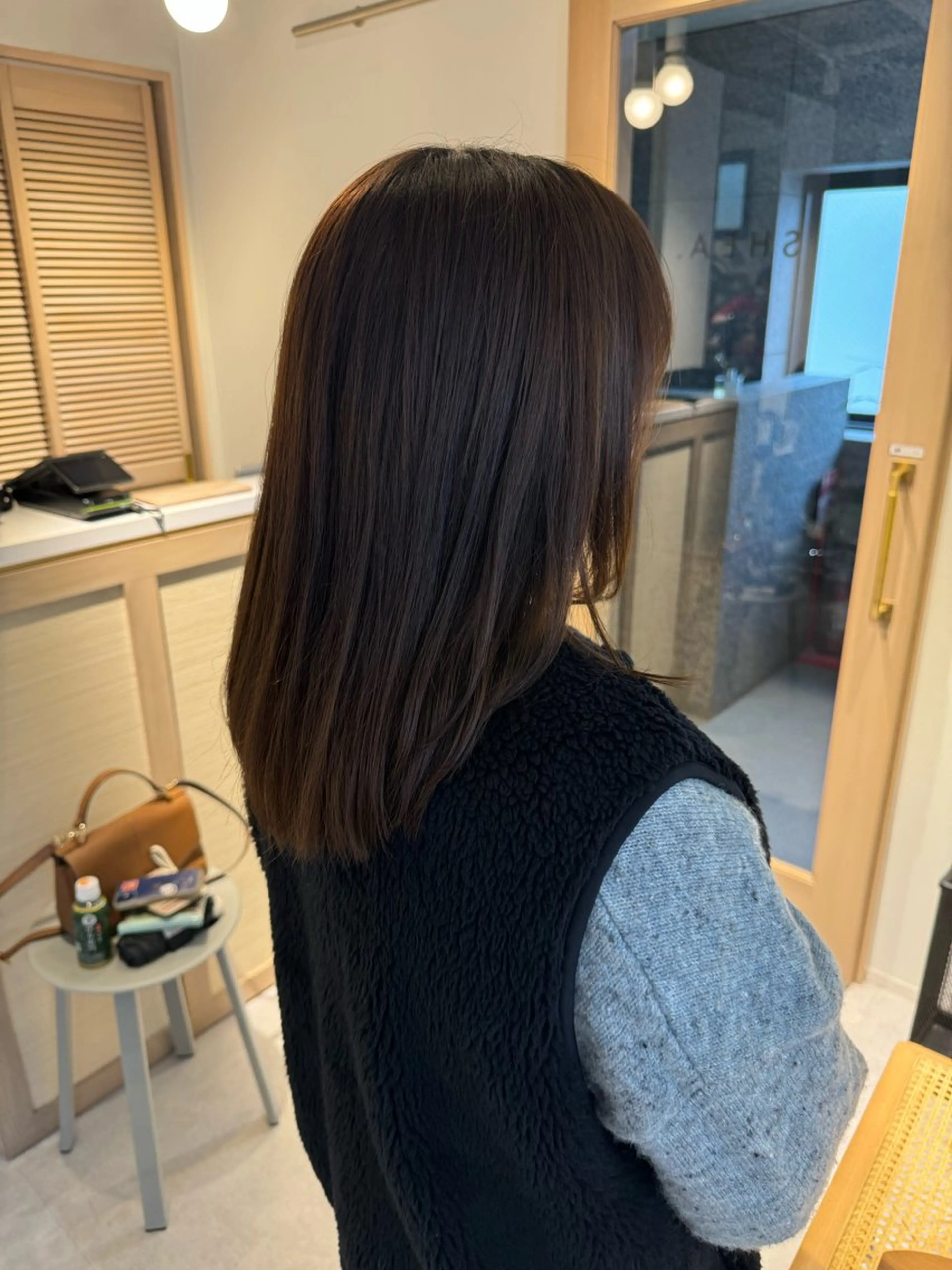 ミディアム 髪質改善 頭皮につけないカラー /白髪ぼかし/実加永のヘアスタイル