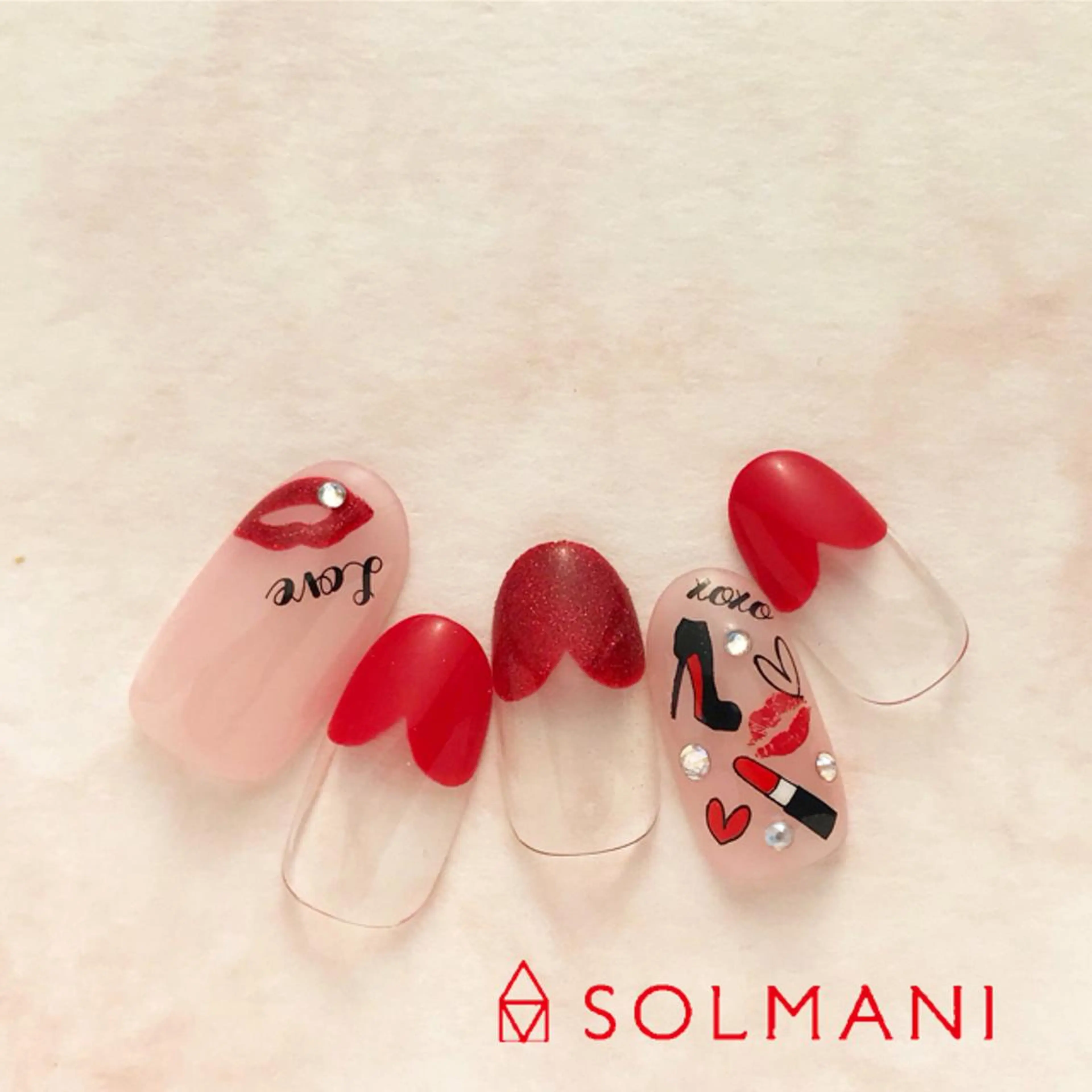 ネイル バレンタイン SOLMANI 予約担当のネイルデザイン