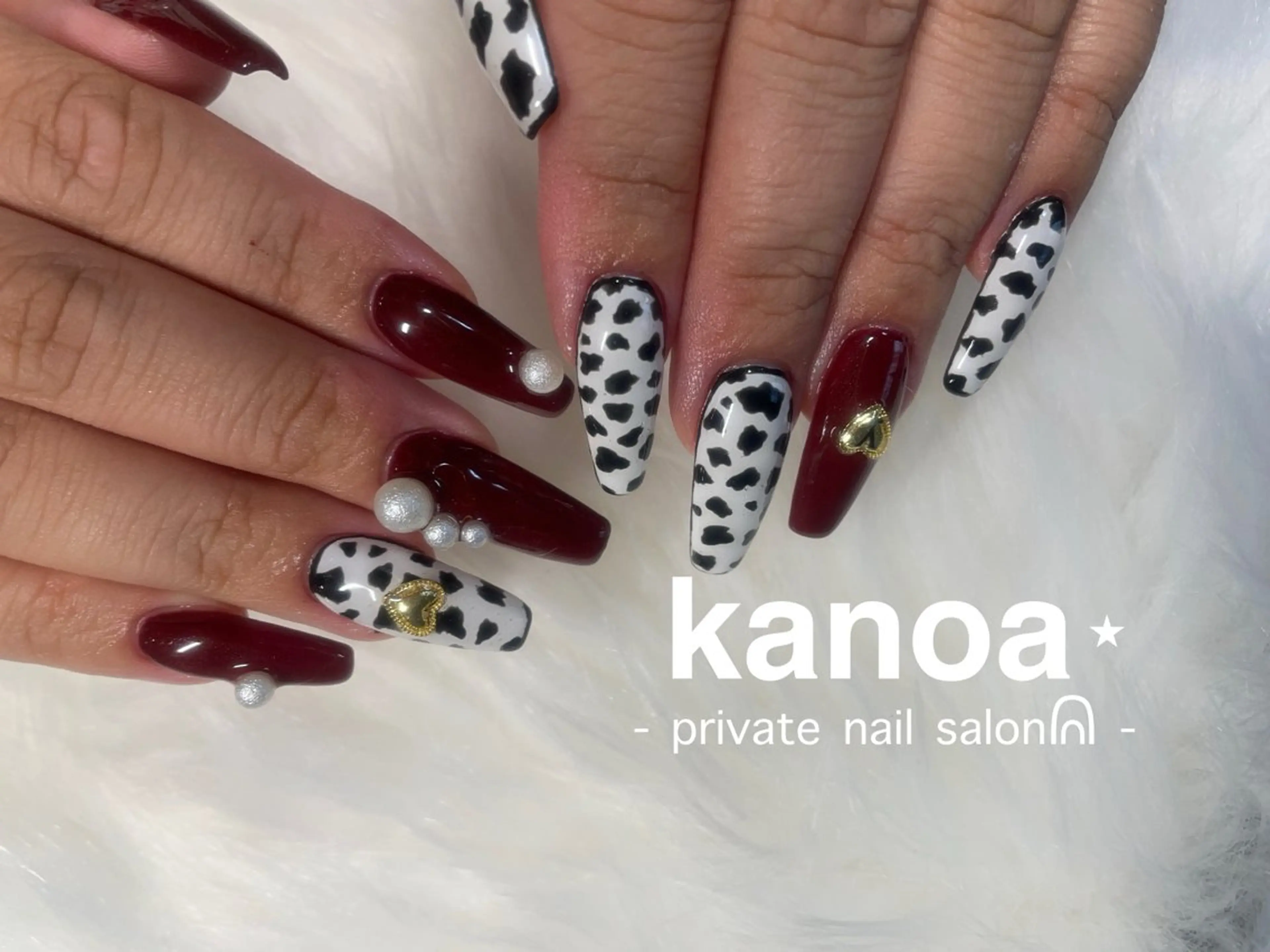 ネイル アニマル柄 ボルドー kanoa nailのネイルデザイン