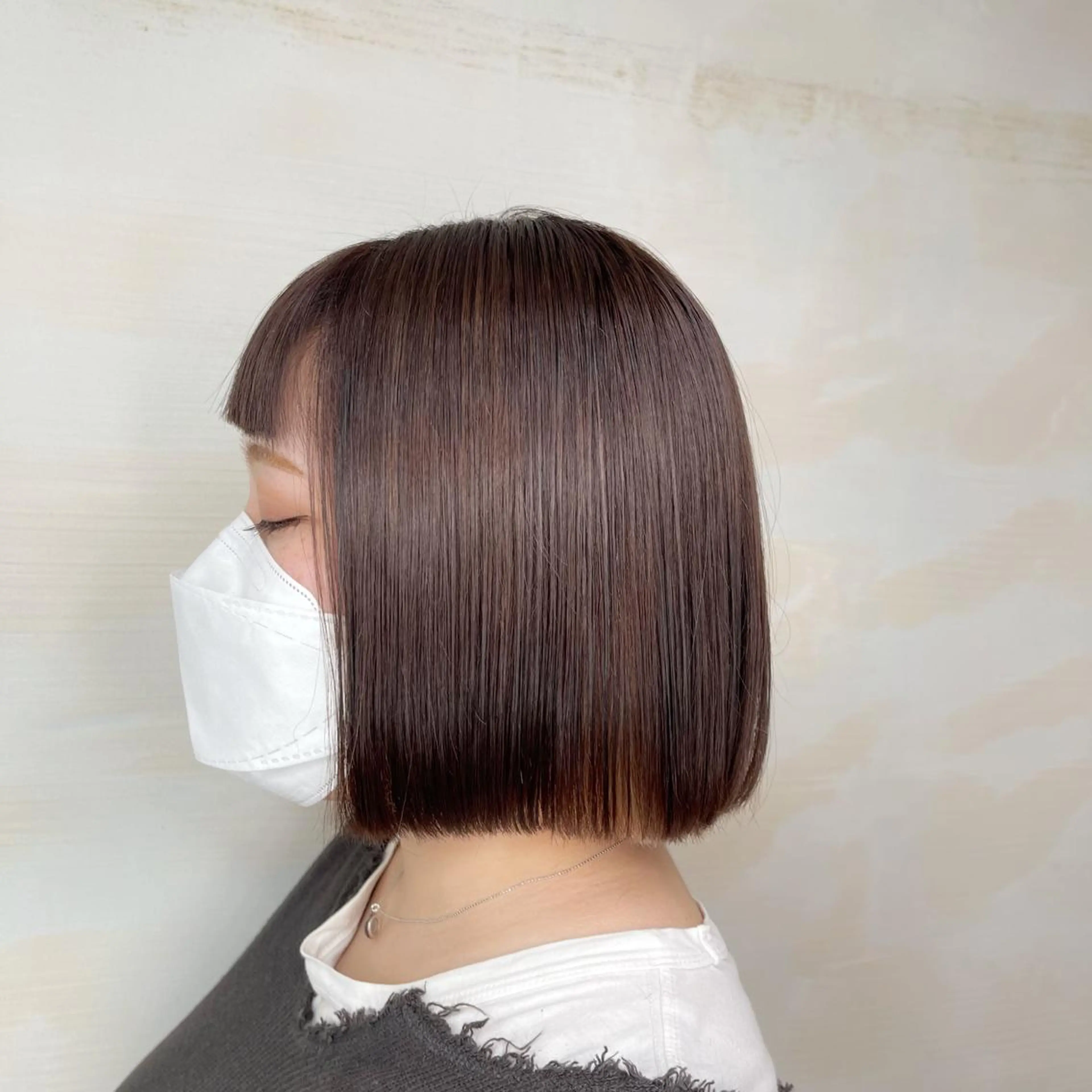 ショート 切りっぱなしボブ ボブ MEI💫銀座 エクステ/艶カラーのヘアスタイル