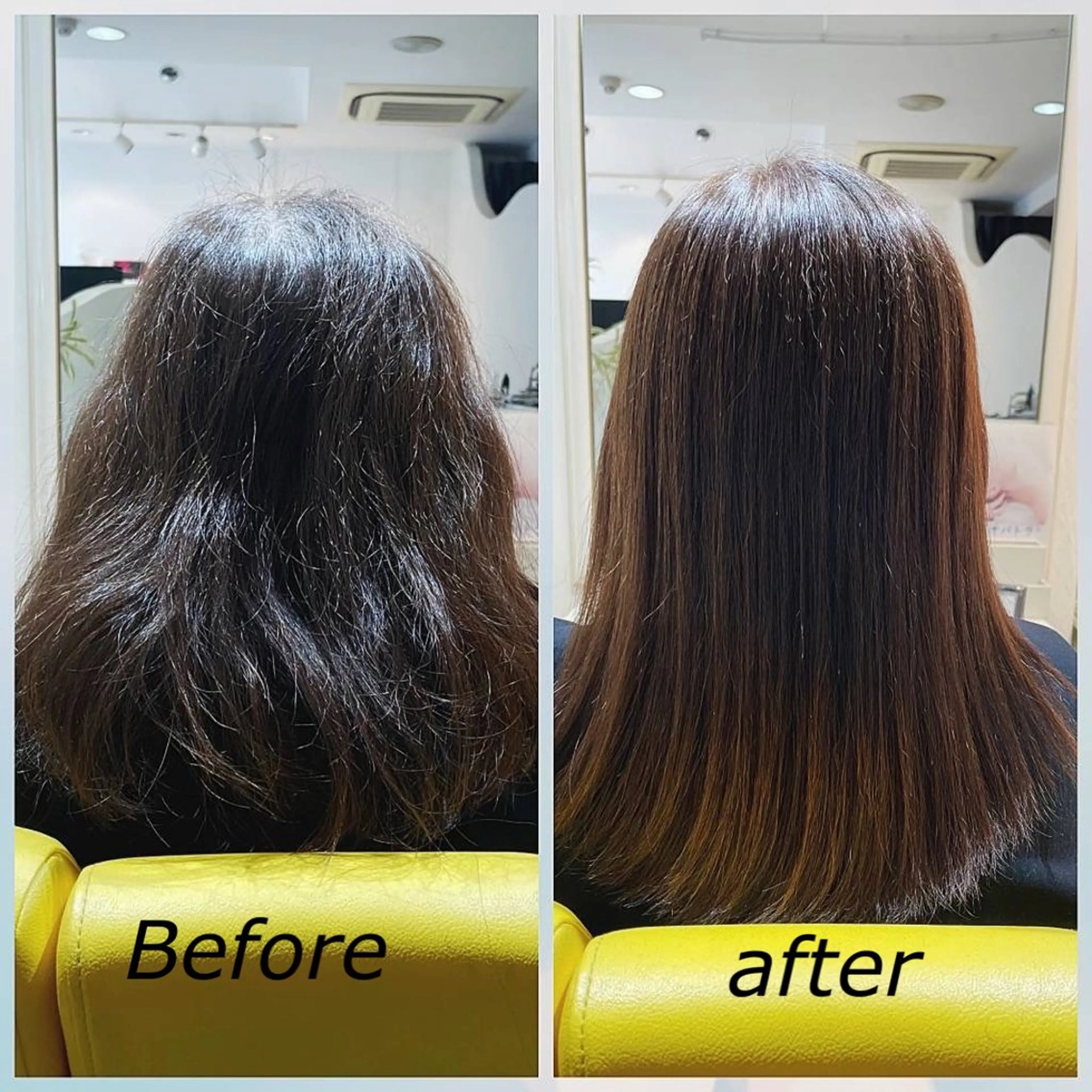 セミロング 髪質改善 縮毛矯正 酸性ストレート 加納 和枝のヘアスタイル