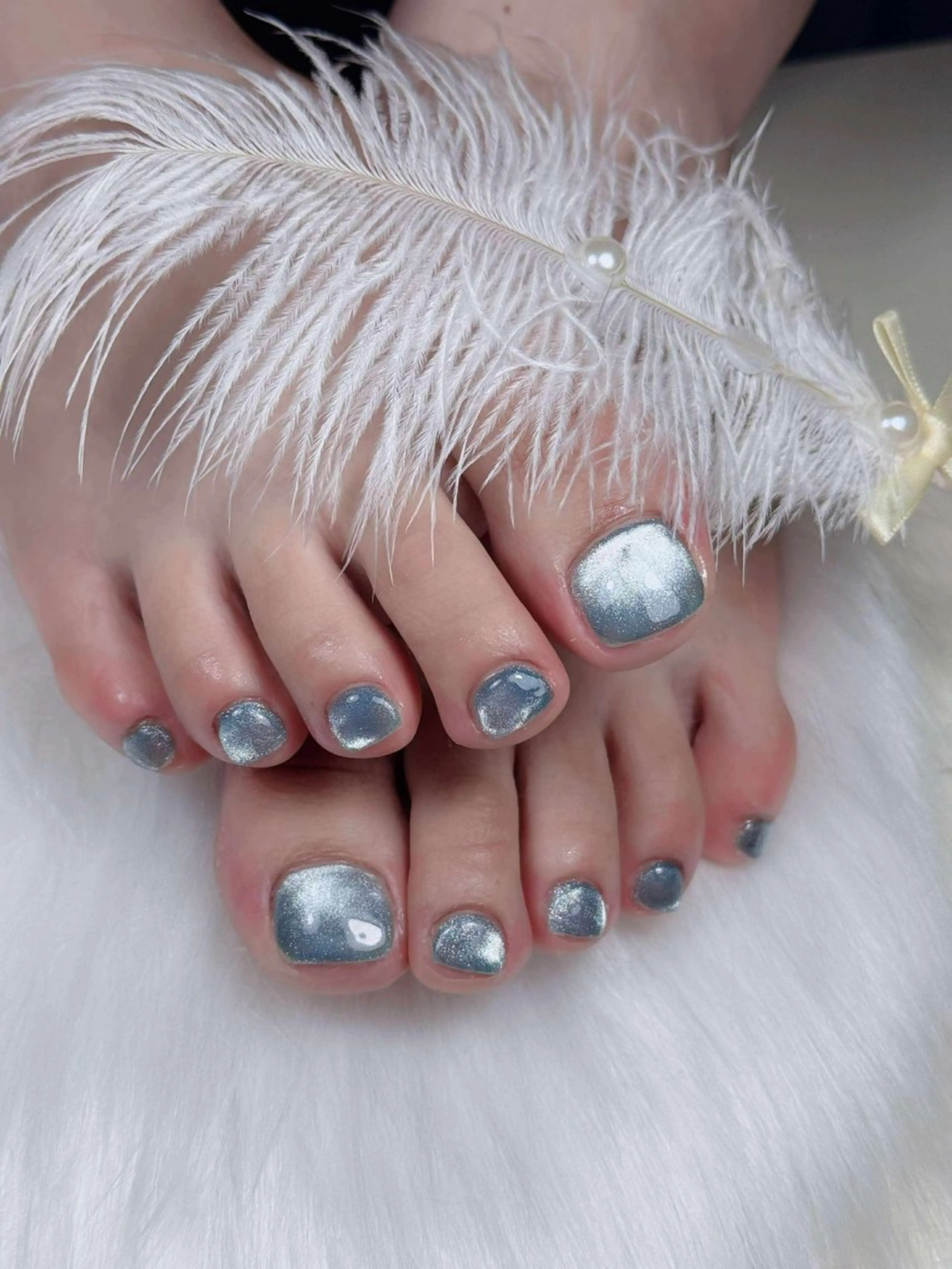 ネイル オーロラネイル チークネイル フットネイル フレンチネイル 韓国ネイル フットネイル Lumi Nailのネイルデザイン