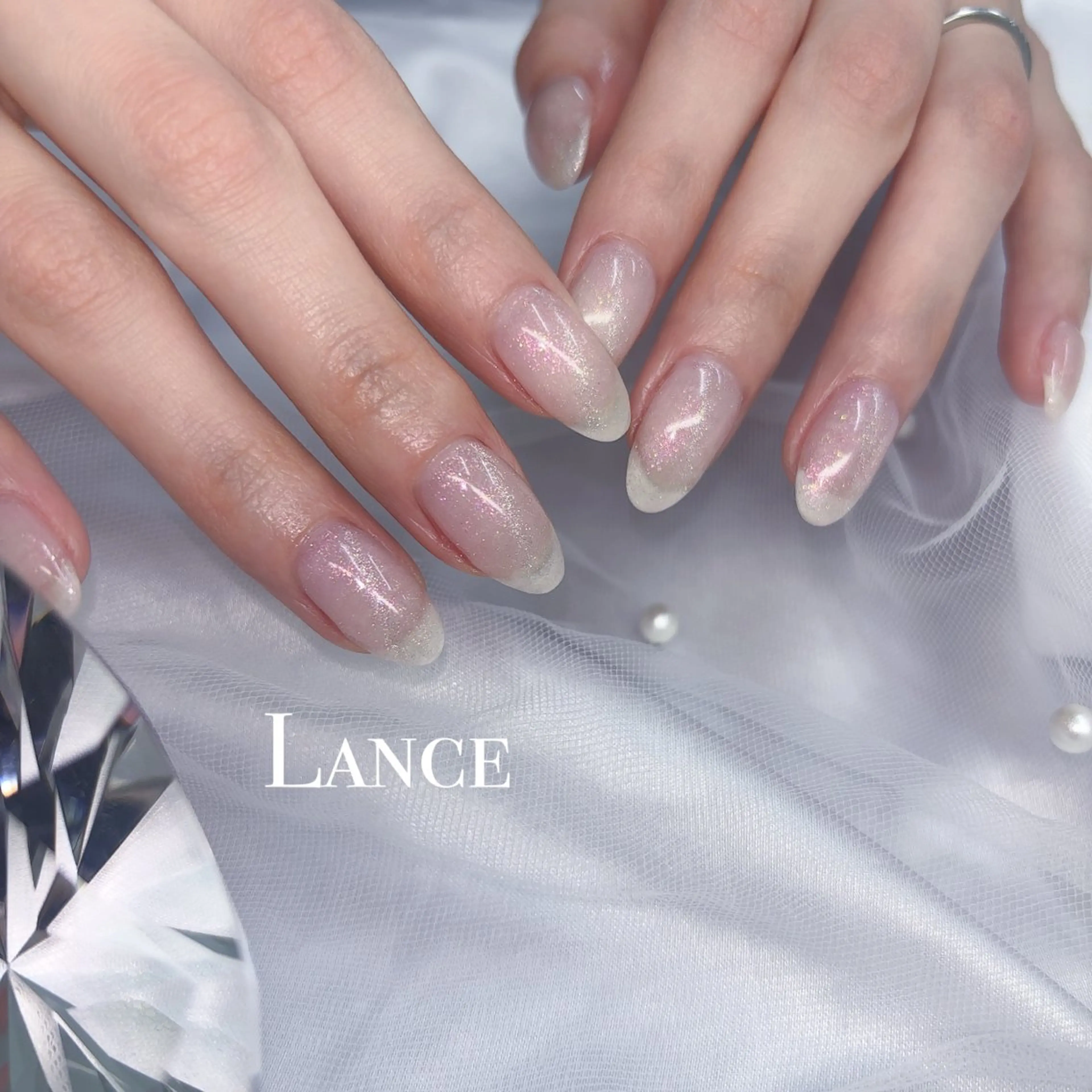 ネイル オーロラネイル フットネイル フレンチネイル ガラスフレンチ 氷ネイル・うるうるネイル ハンドネイル Lance nailのネイルデザイン
