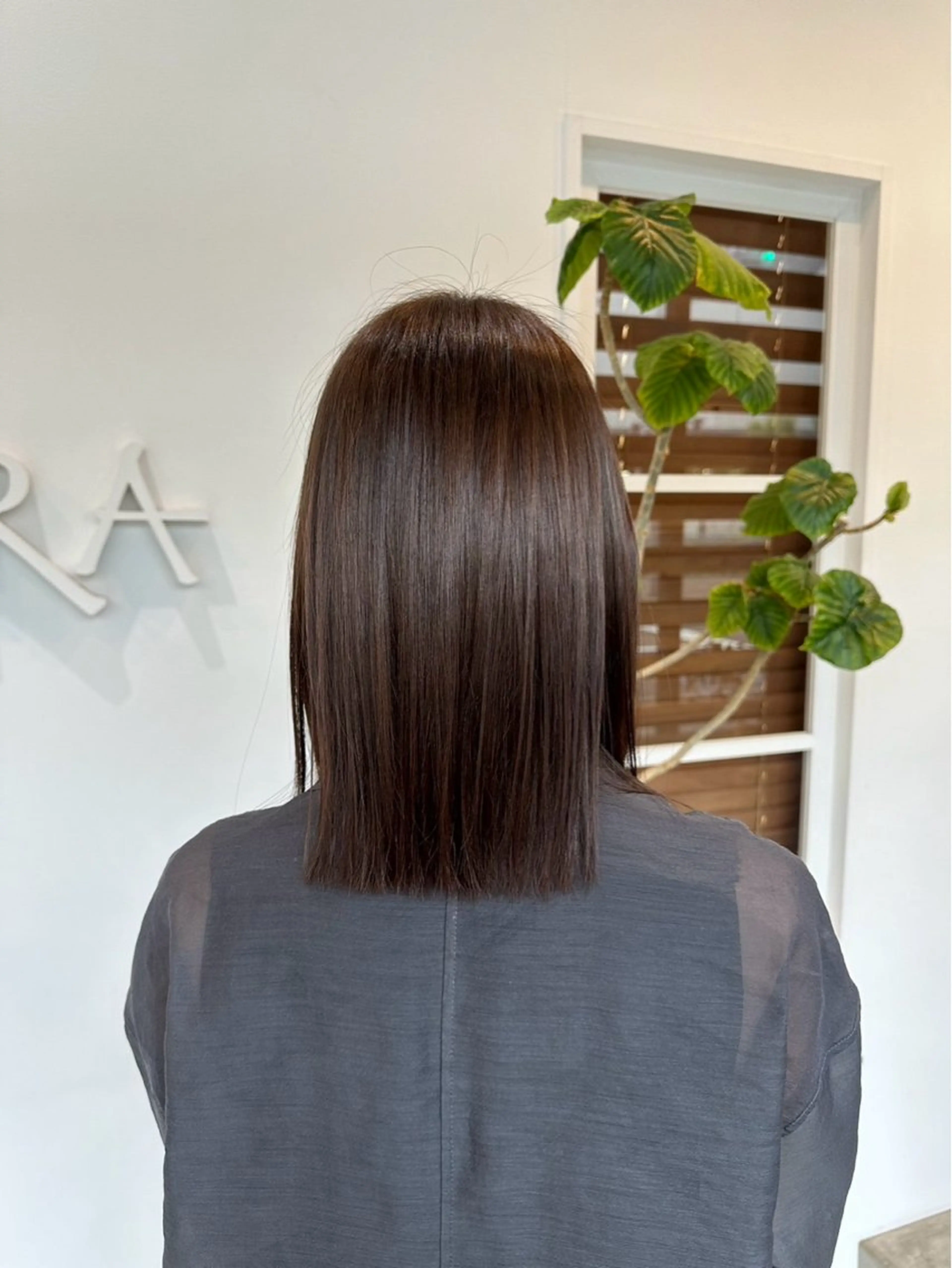 セミロング カット 縮毛矯正 ツヤ感カラー /mei✨️のヘアスタイル