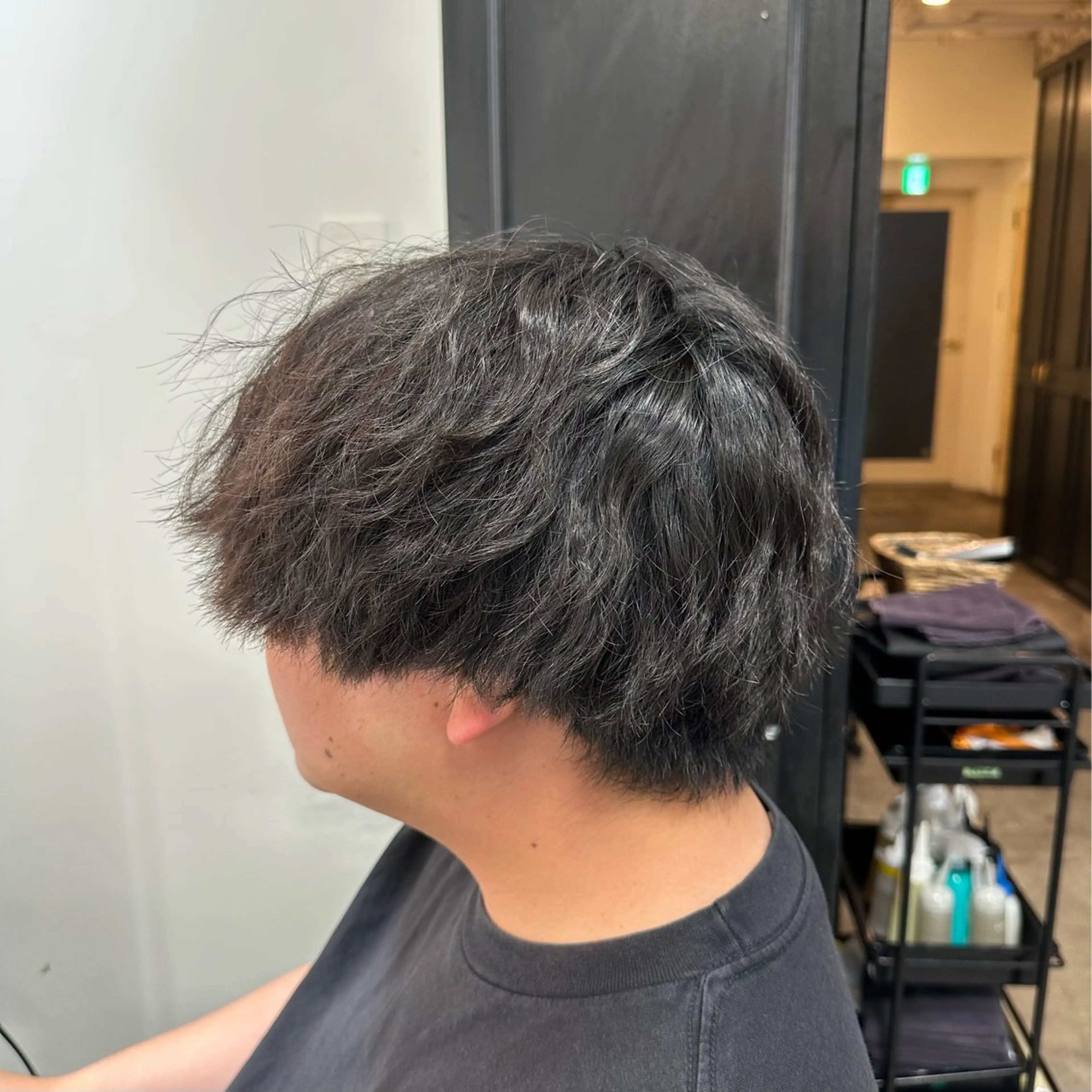 ショート パーマ メンズ センターパート メンズパーマ 波巻きパーマ メンズウルフカット ハンサムショート ボブ/レイヤー/透明 感カラー/dai🌿のヘアスタイル