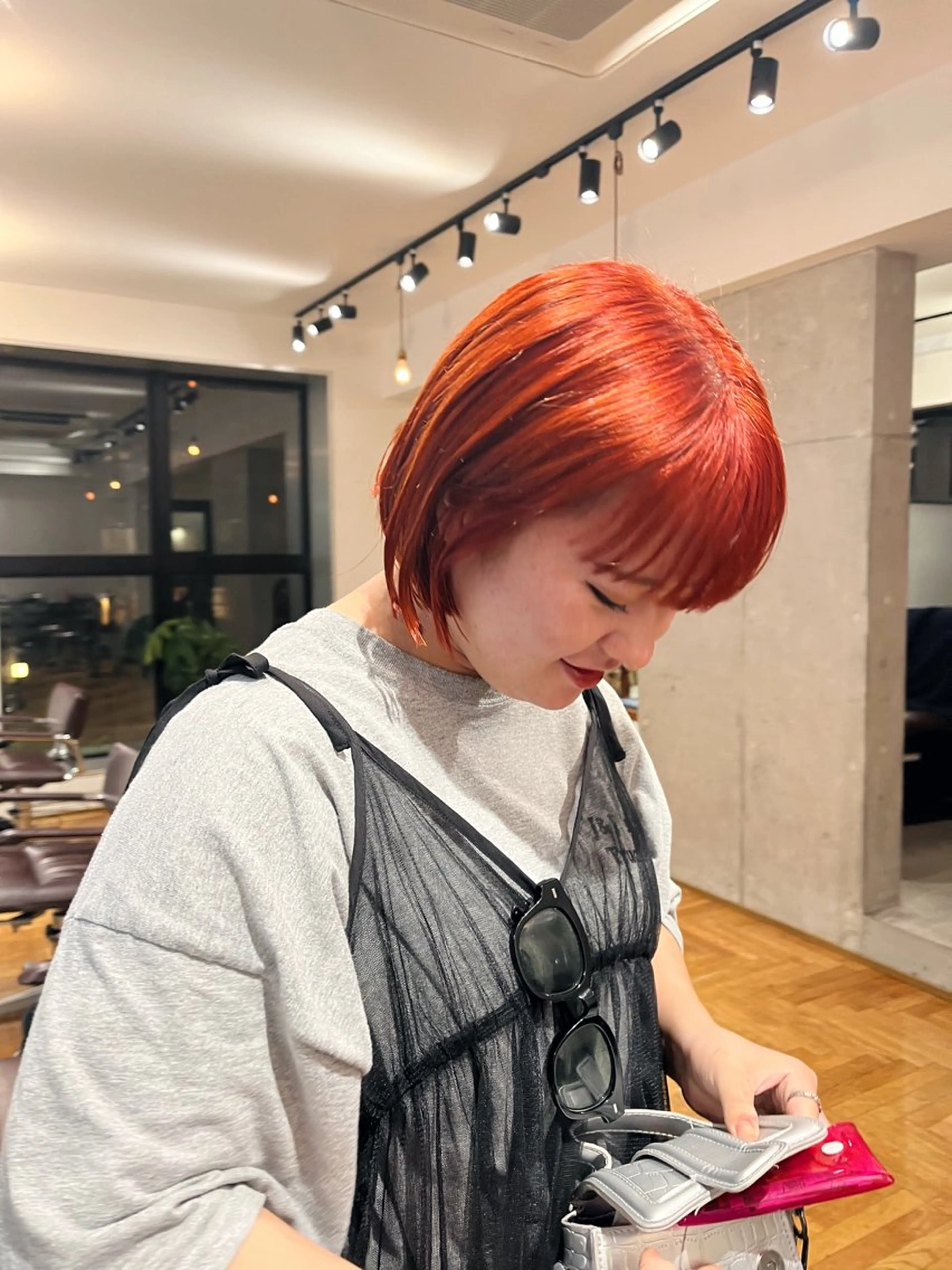 カラー ブリーチ オレンジ 暖色/パーマ 🌼クニトウメイのヘアスタイル