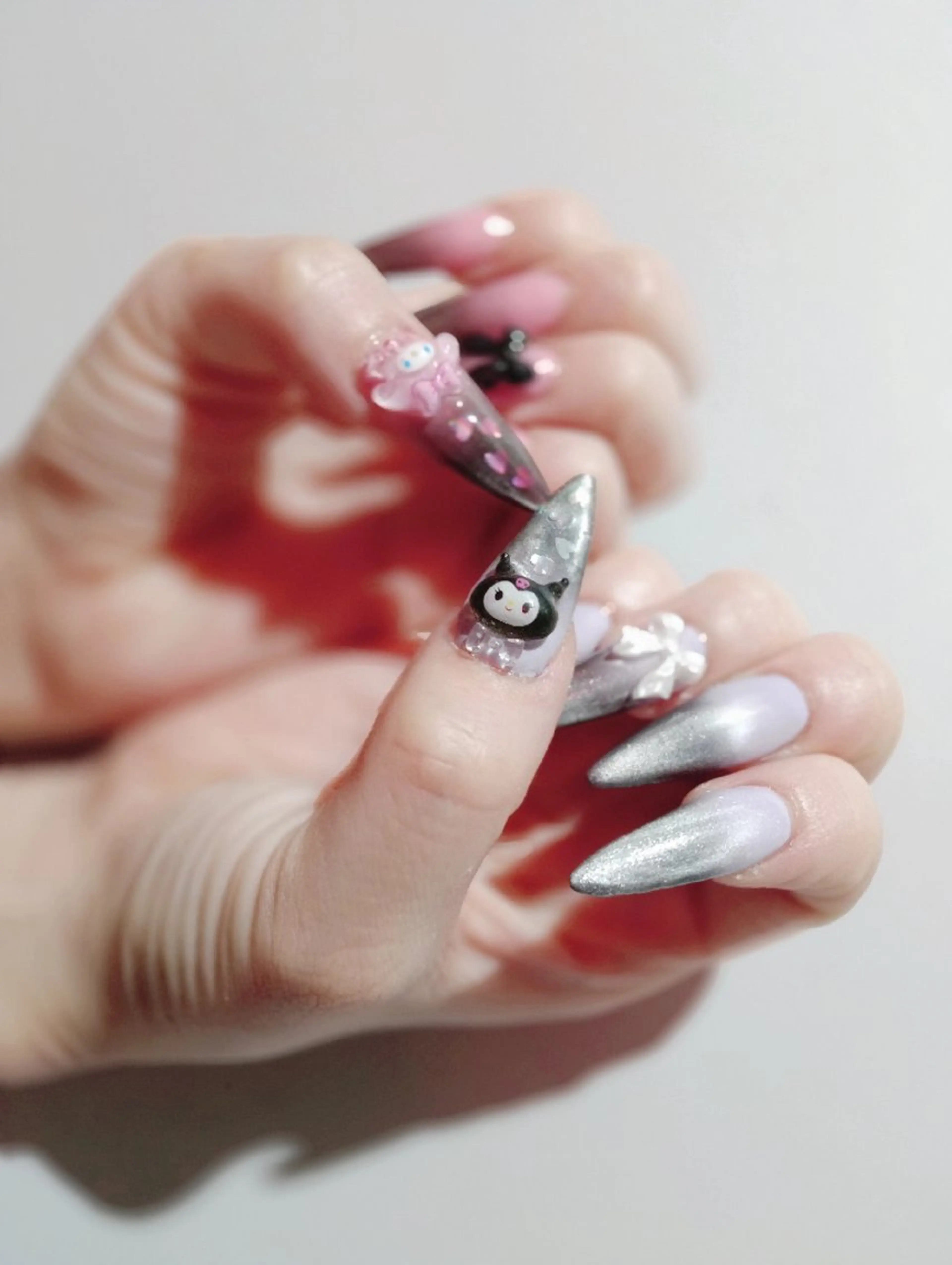 ネイル 長さ出し ハンドネイル すみれ💜量産 地雷 痛ﾈｲﾙ 韓国ﾈｲﾙのネイルデザイン