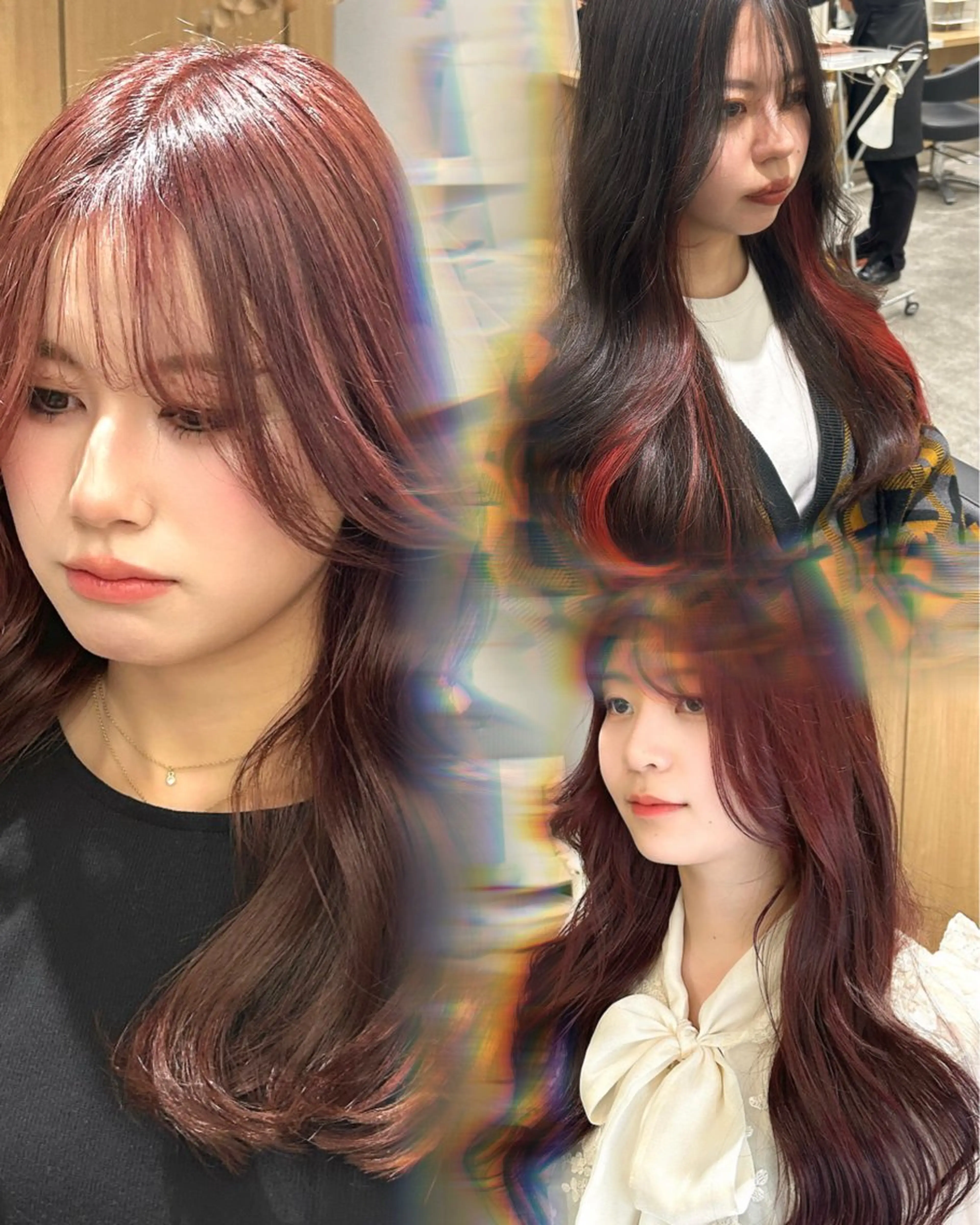 ロング カラー ブリーチ ブリーチなしカラー レッドカラー Lien by kiitos所属・韓国ヘア×レイヤー カット/上田丈也のヘアスタイル