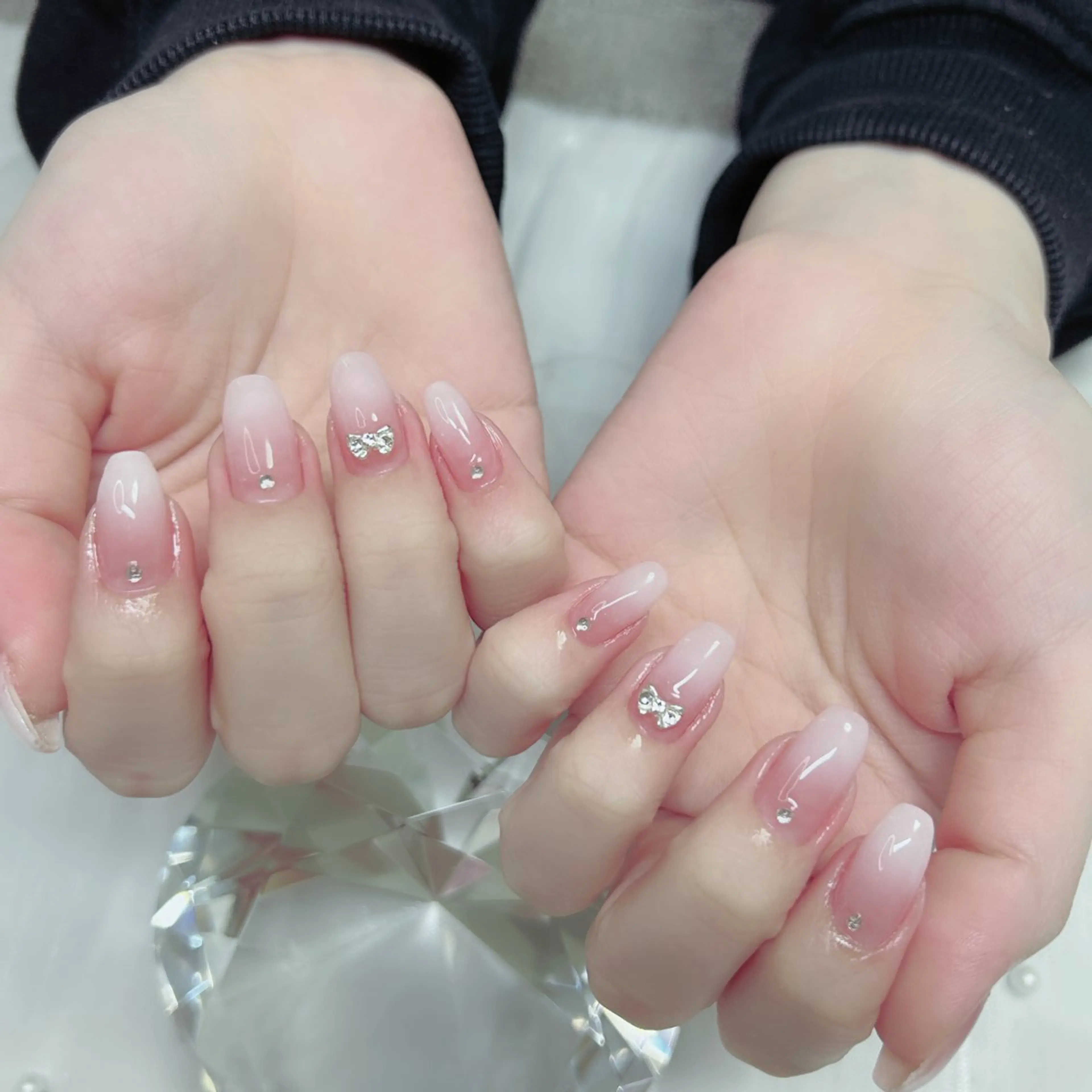 ネイル アートネイル ジェルネイル ハート キラキラネイル 韓国ネイル ハンドネイル Cute Tips nailのネイルデザイン