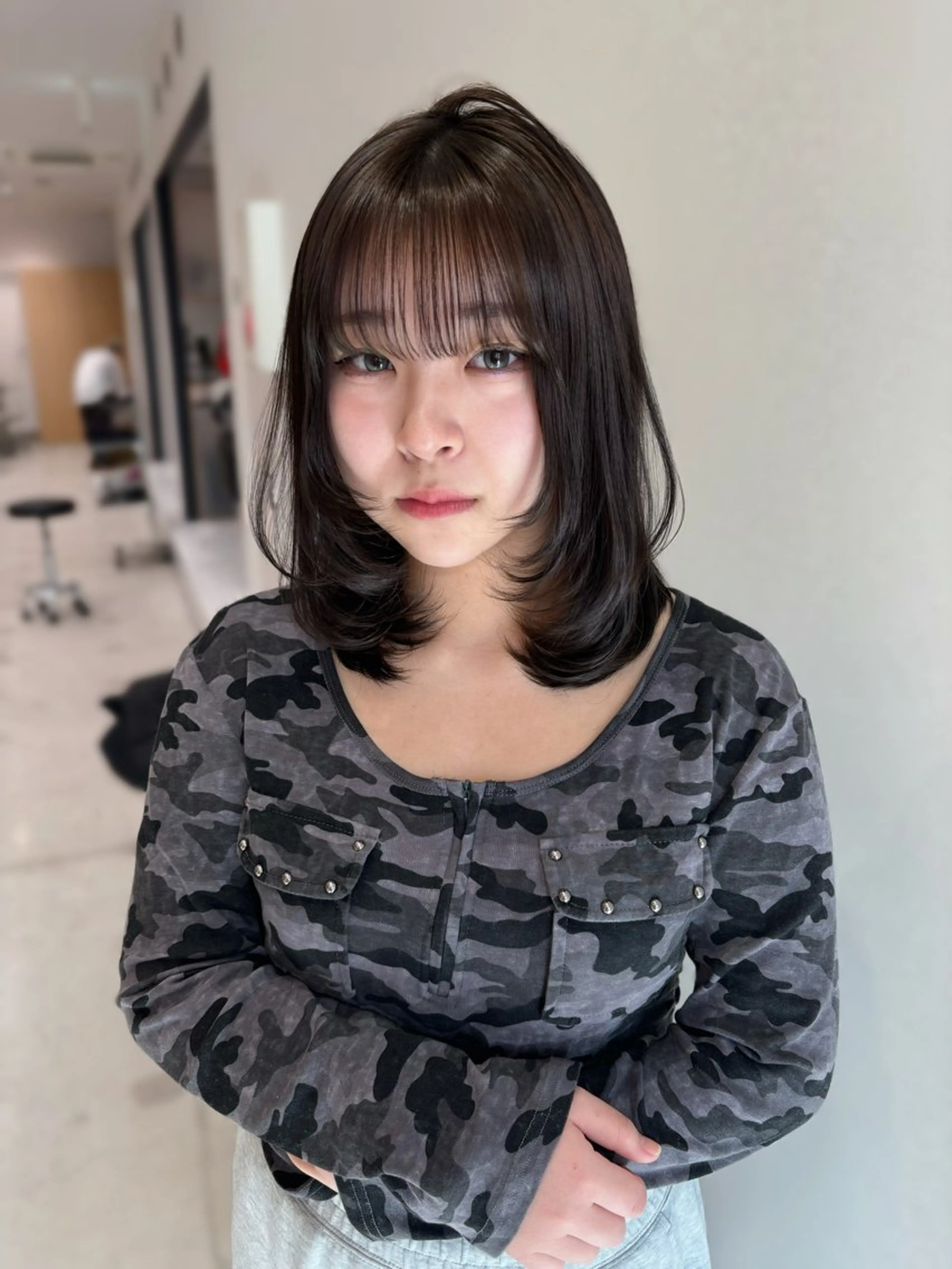 ミディアム ミディアムレイヤー 顔周りカット レイヤーカット カット enne栄店 fukaのヘアスタイル