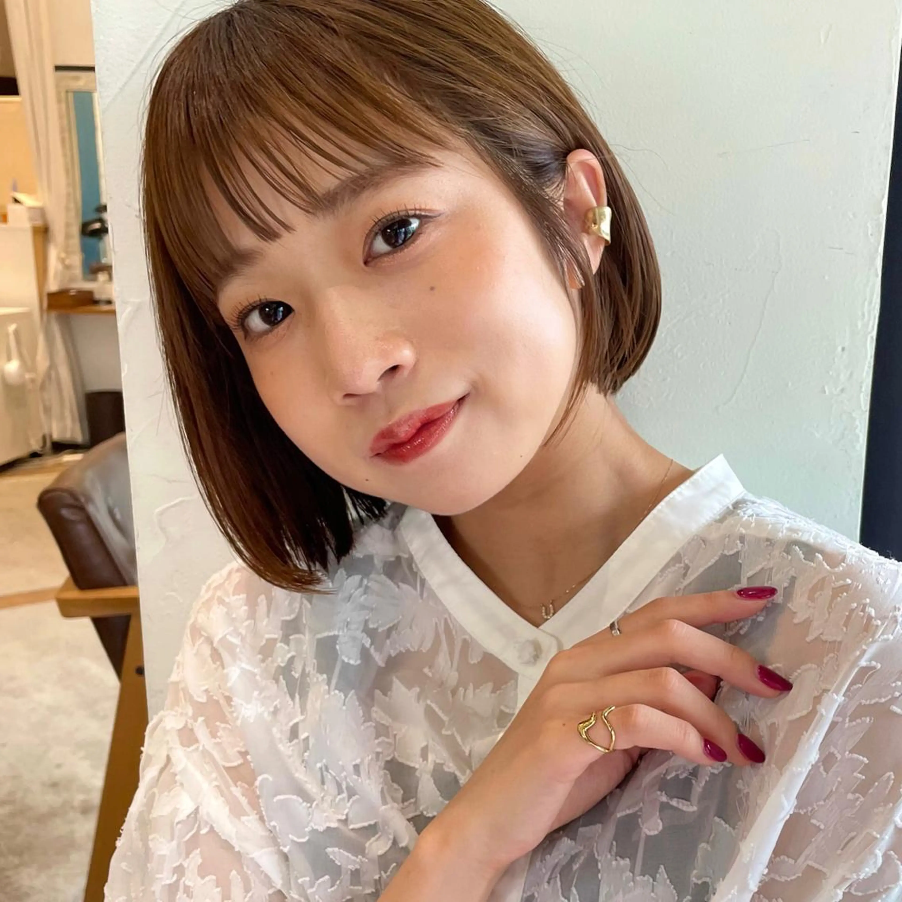 ショート カラー ヘアアレンジ ボブ カット ヘアカラー OAK 学芸大学所属・秋葉萌　透明感カラー /レイヤー/ボブ♡のヘアスタイル