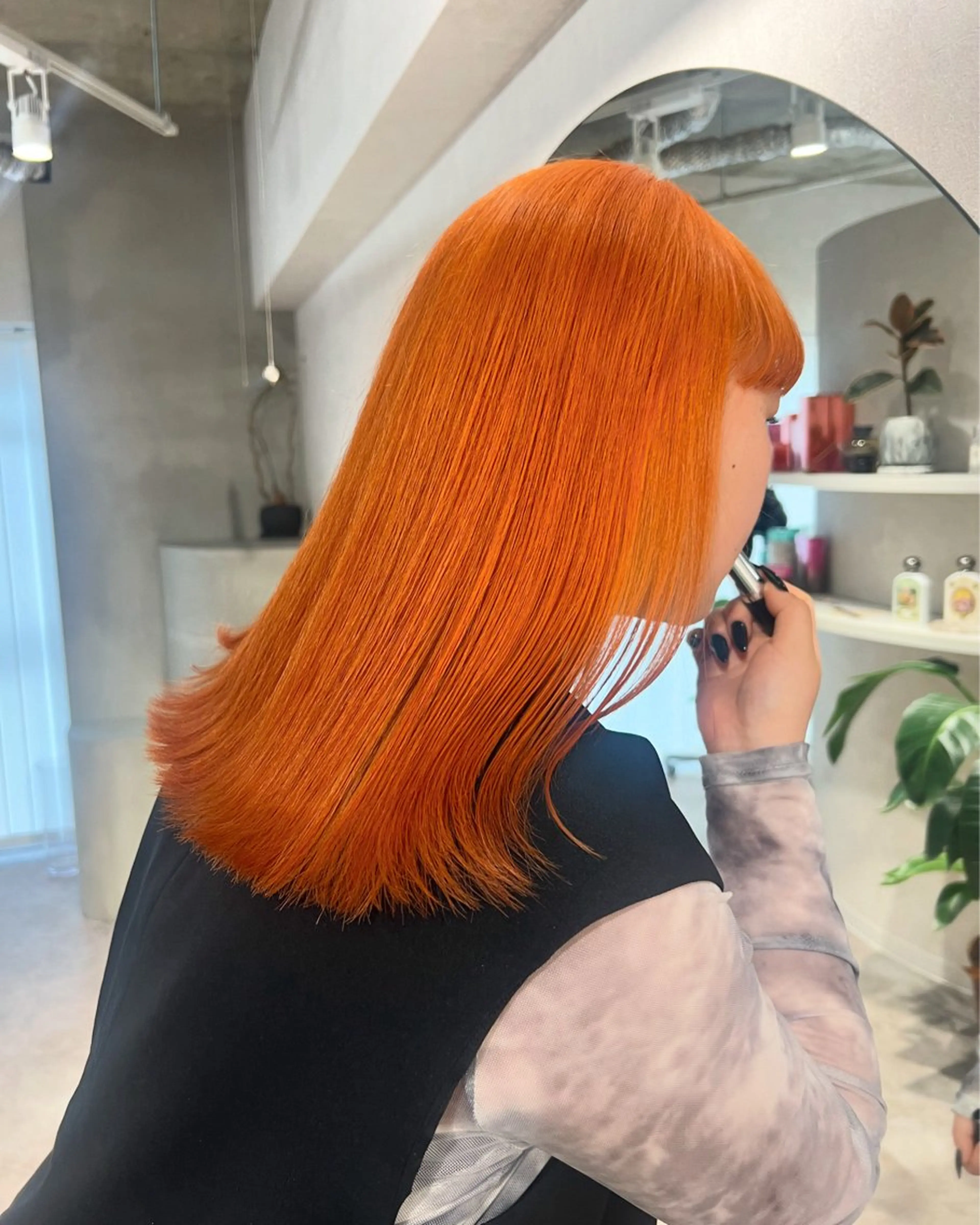 ミディアム カラー ブリーチ オレンジ 暖色カラー/ブリーチ /名古屋/かのんのヘアスタイル