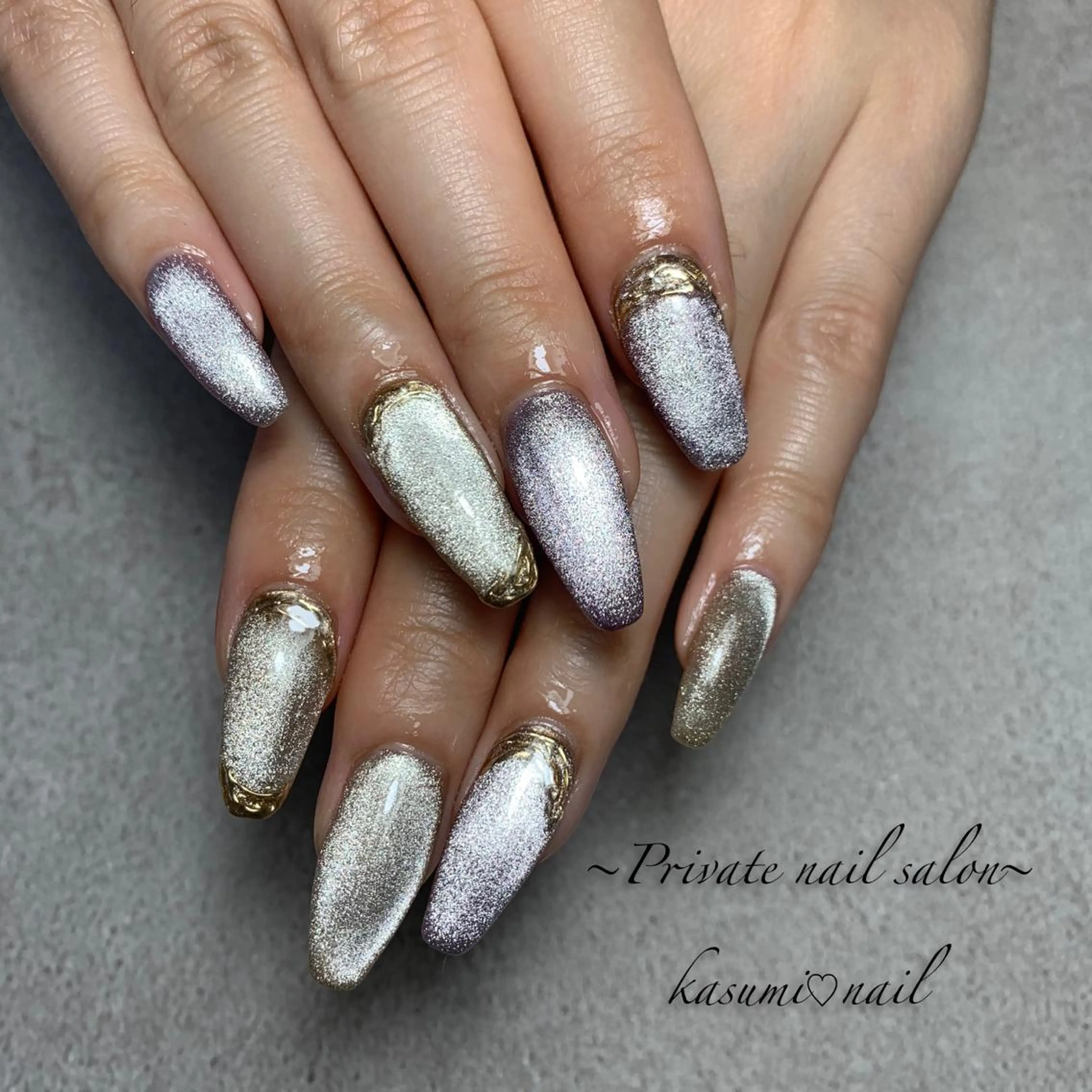 ネイル マグネットネイル ミラーネイル ニュアンスネイル 春ネイル KASUMI♡ Nailのネイルデザイン