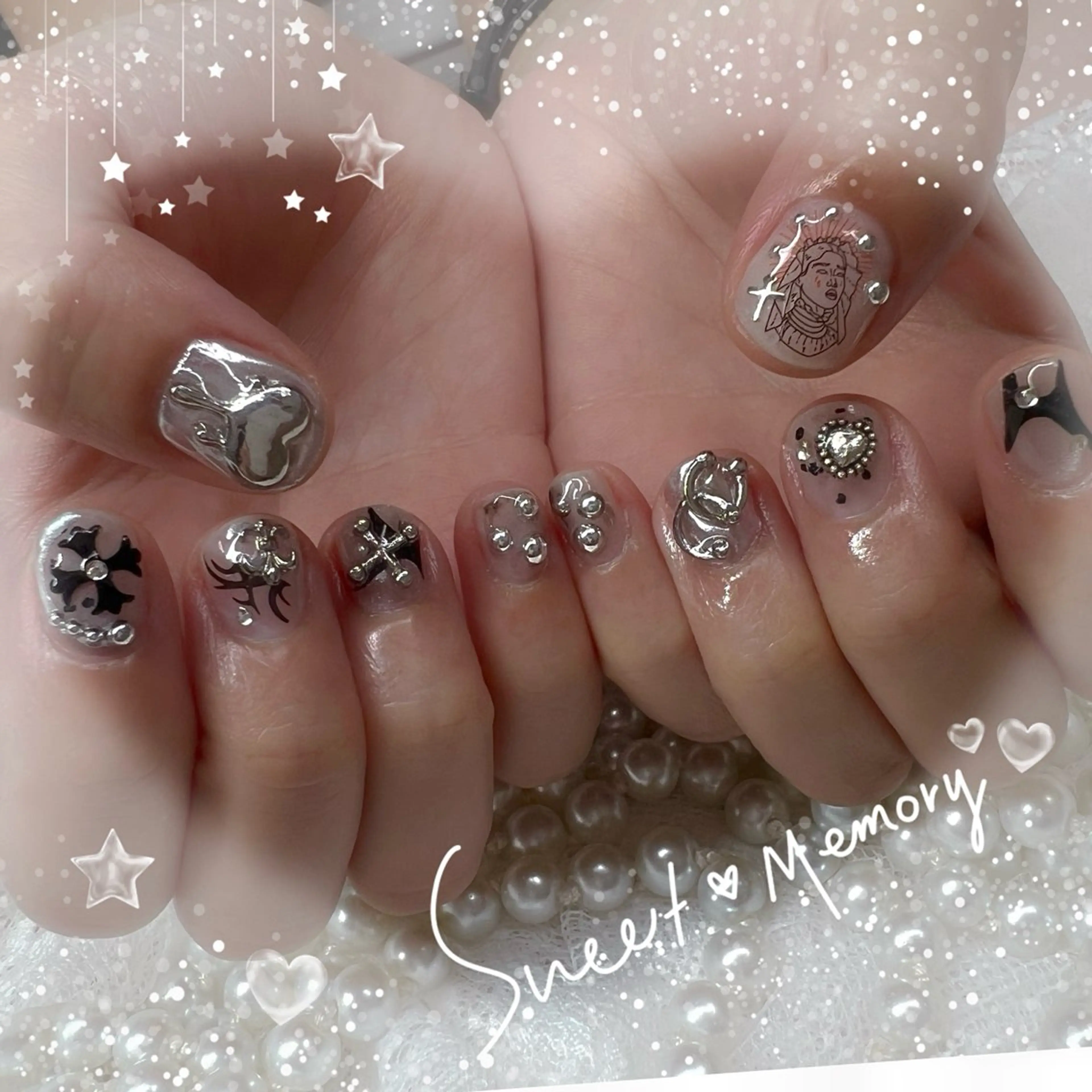 ネイル チークネイル フレンチネイル ガーリー ガラスフレンチ グラデーション ハンドネイル Chill Nailsalonのネイルデザイン