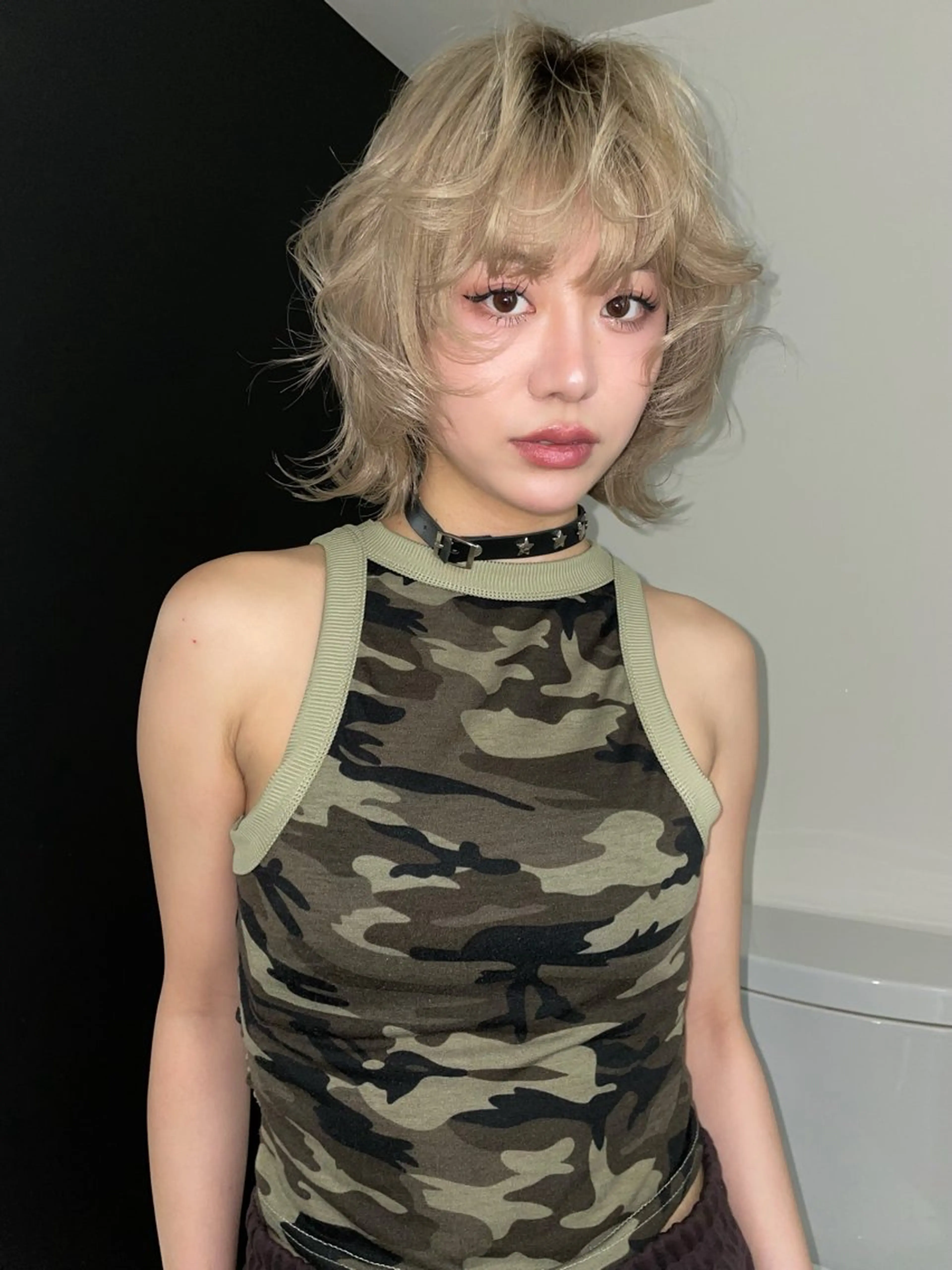 ミディアム カラー ボブ.顔周りカット カット/ユキカのヘアスタイル