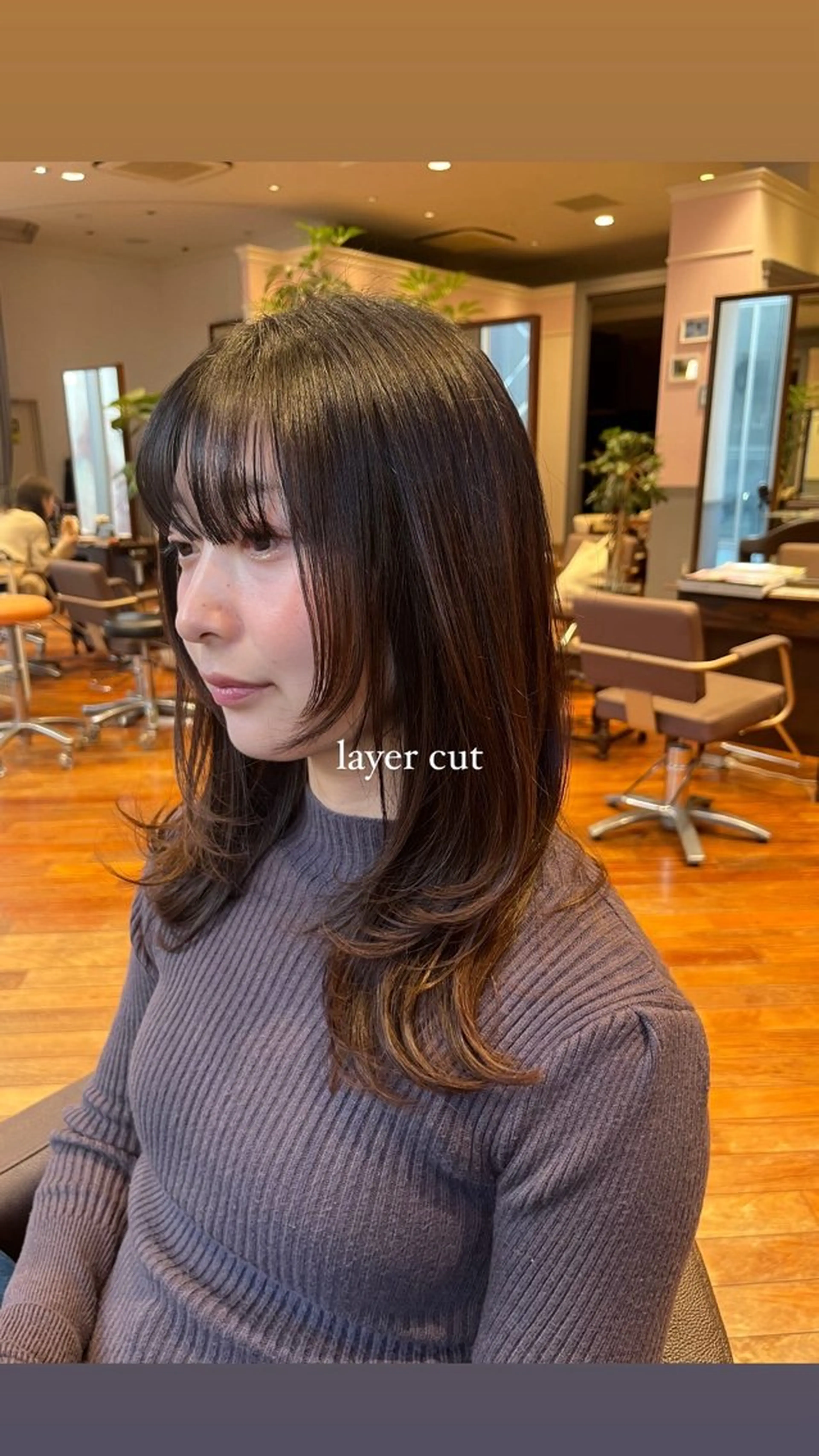 セミロング レイヤーカット ｼｮｰﾄｶｯﾄ 梅田 山下　すみれのヘアスタイル