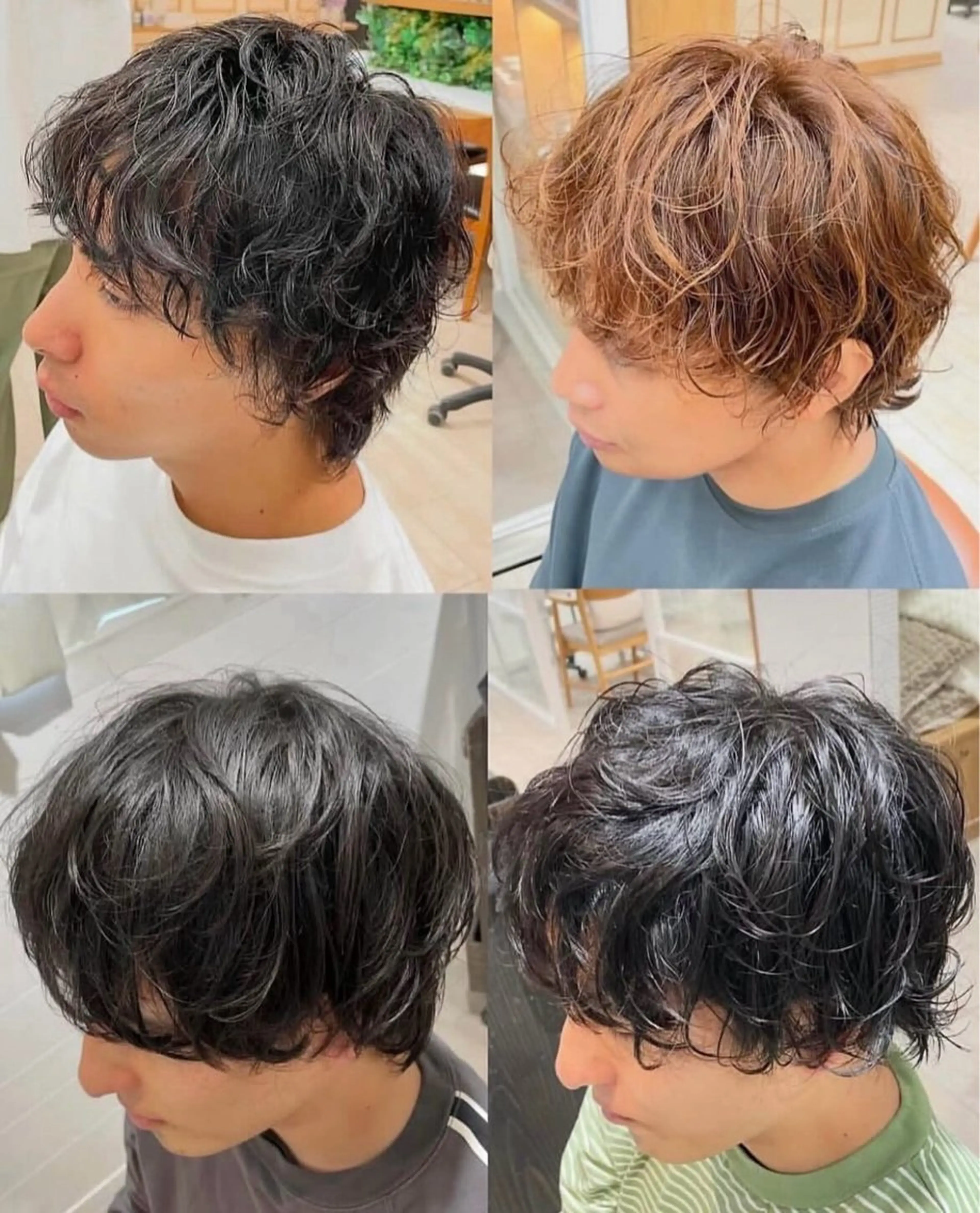 ミディアム パーマ メンズ カット パーマ 🐝メンズハイライト …Rioのヘアスタイル